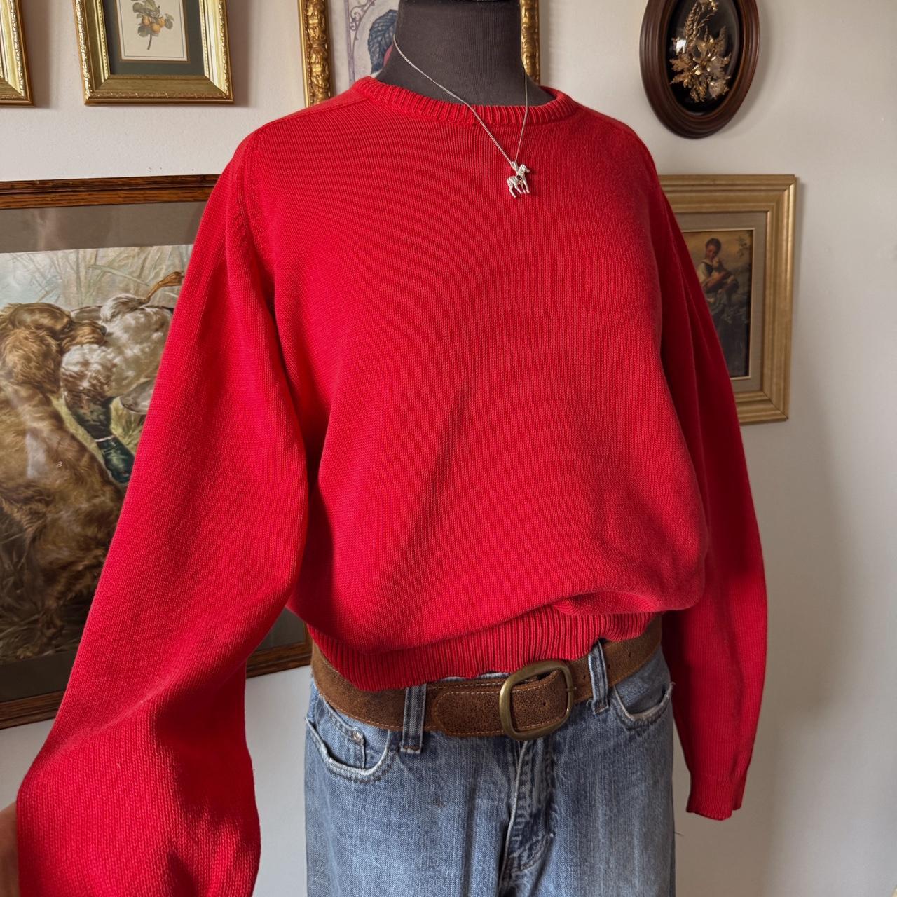 Cherry red cotton knit sweater (L)