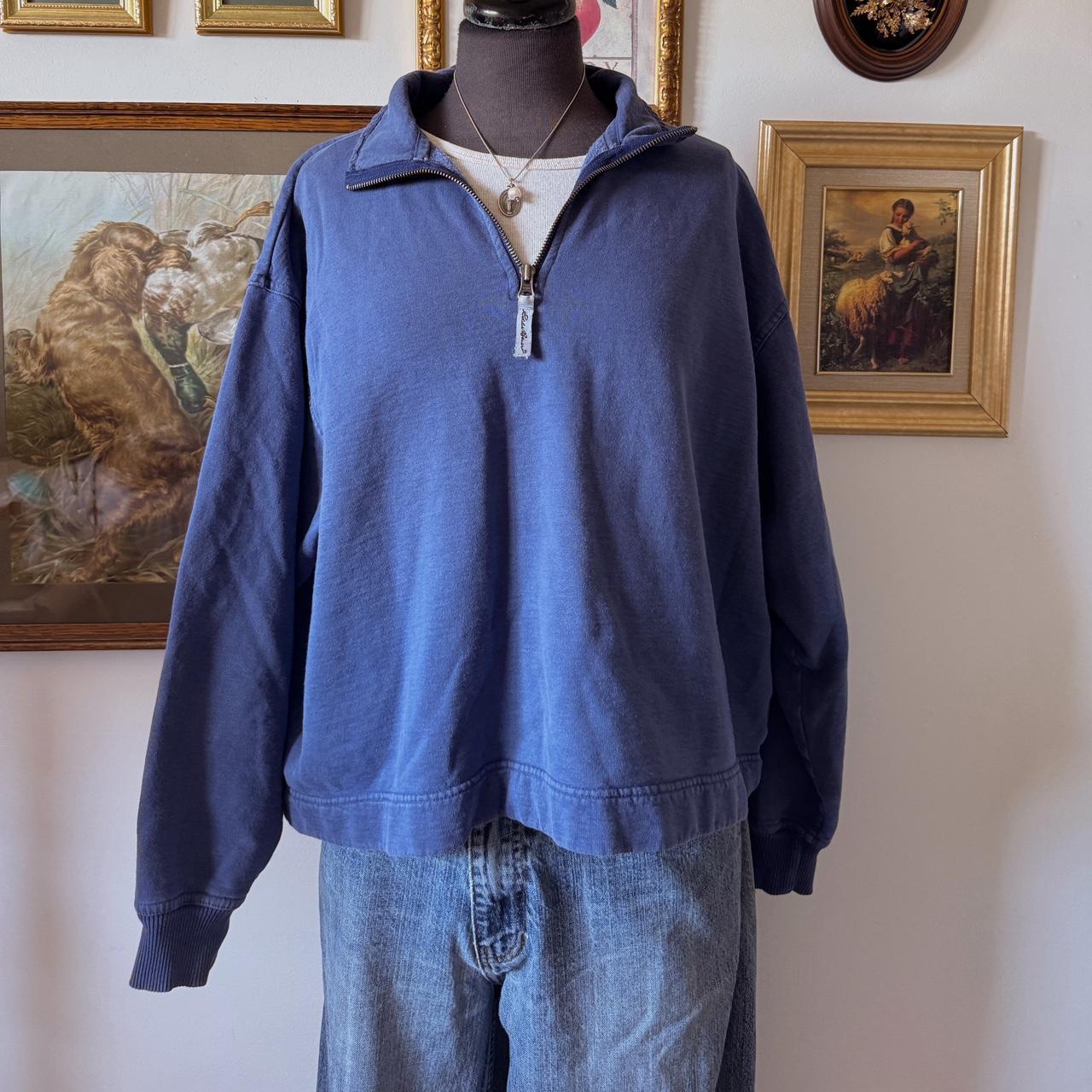 Navy blue slouchy quarter zip sweater (L)