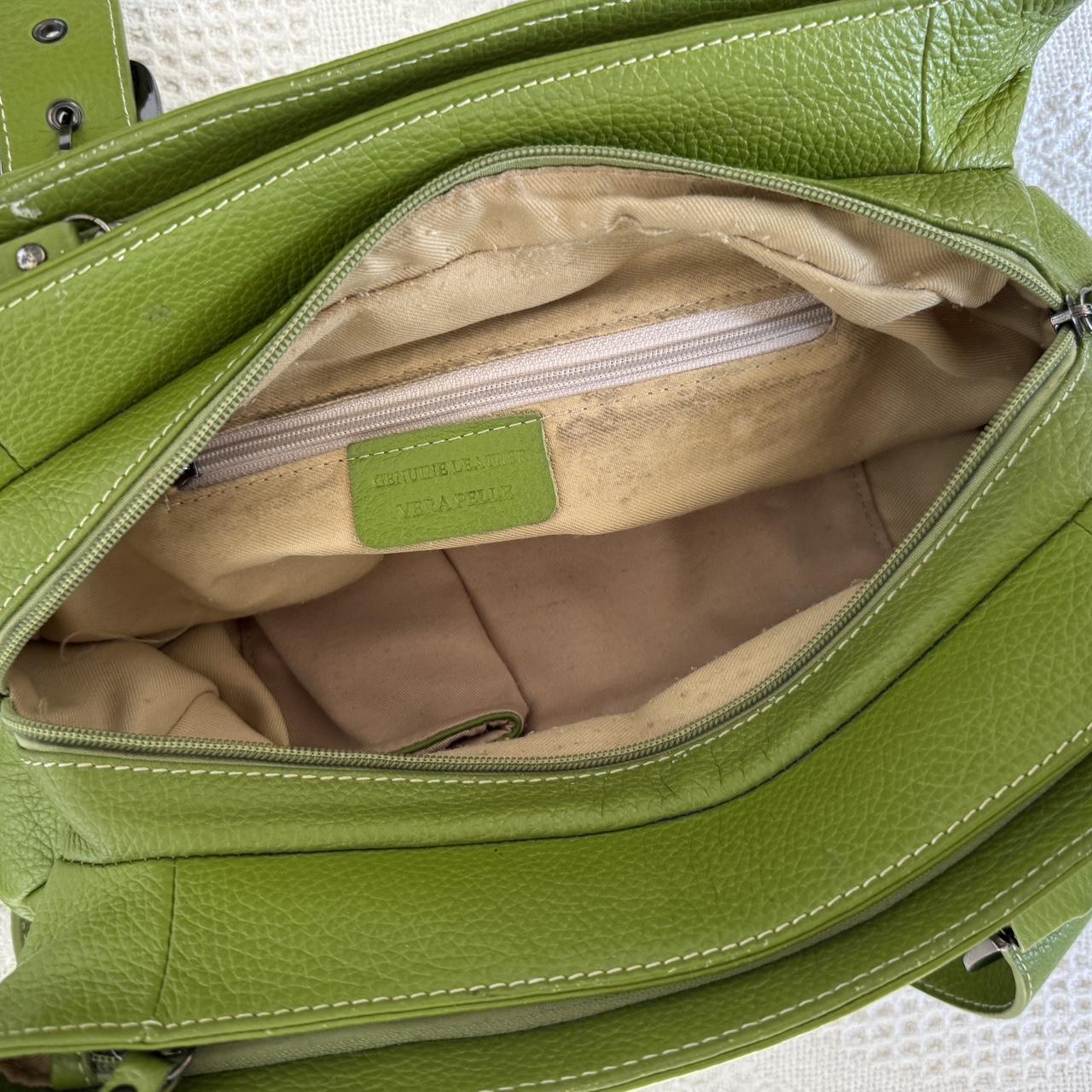 Green leather buckle bag