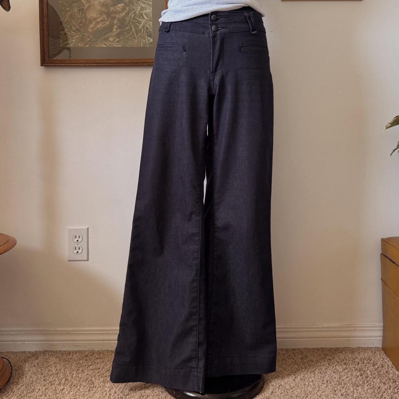 Dark navy wide leg trouser (S)