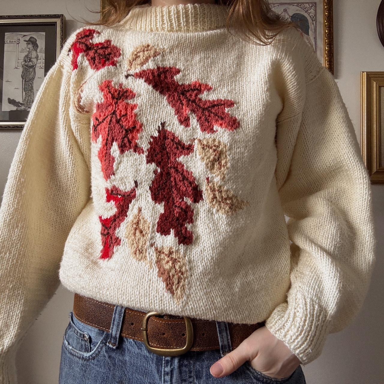 Vintage leaf knit sweater (S)
