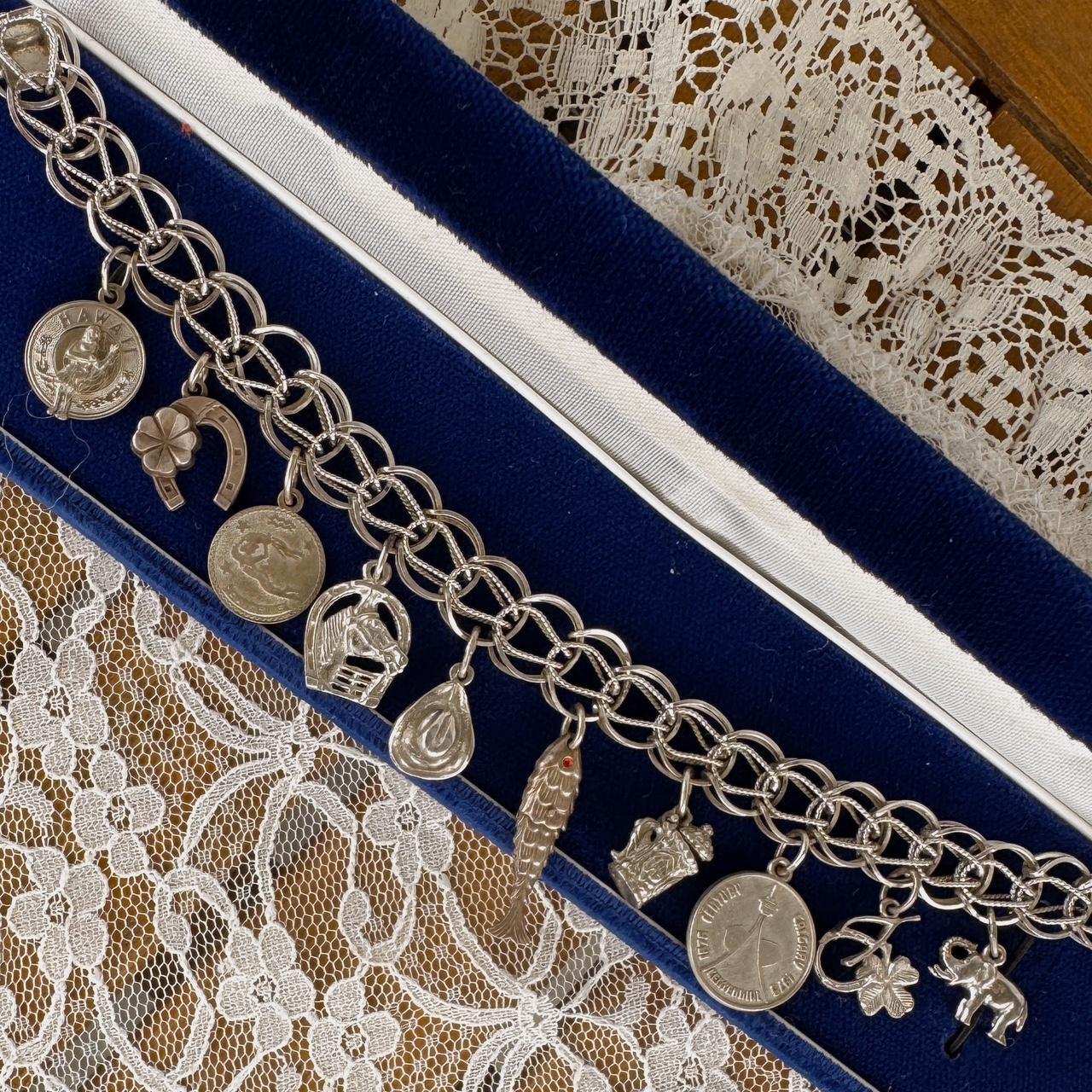 Silver boho charm bracelet