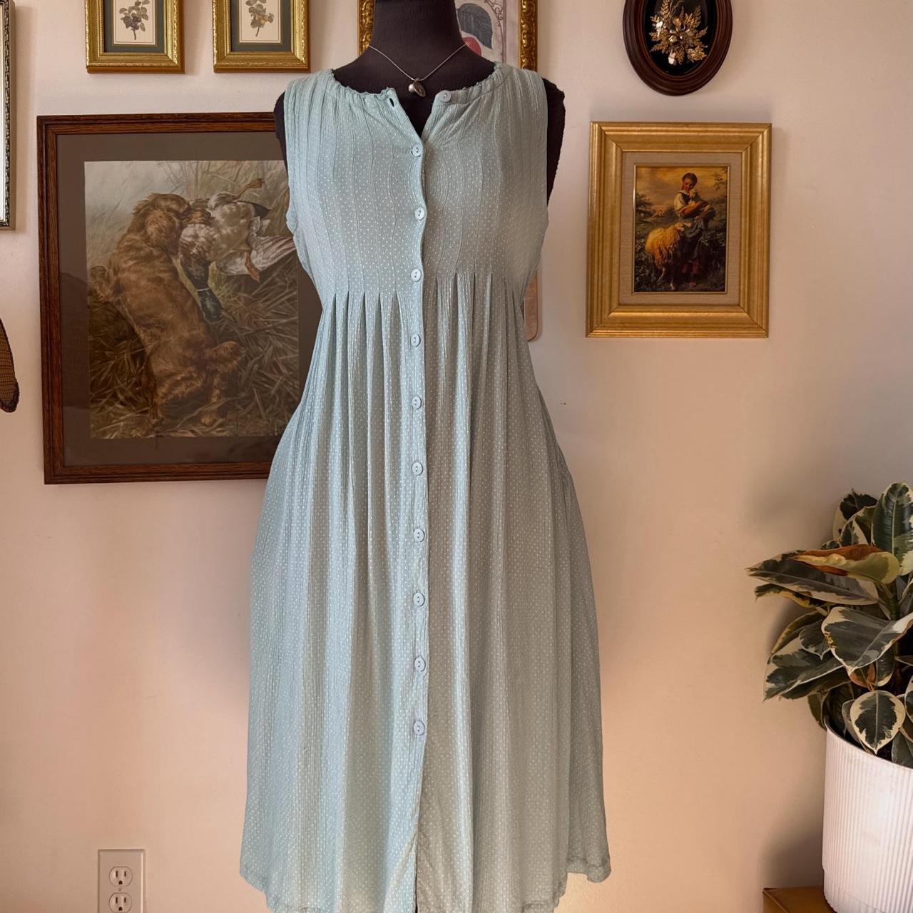 Blue polka dot midi dress (S)