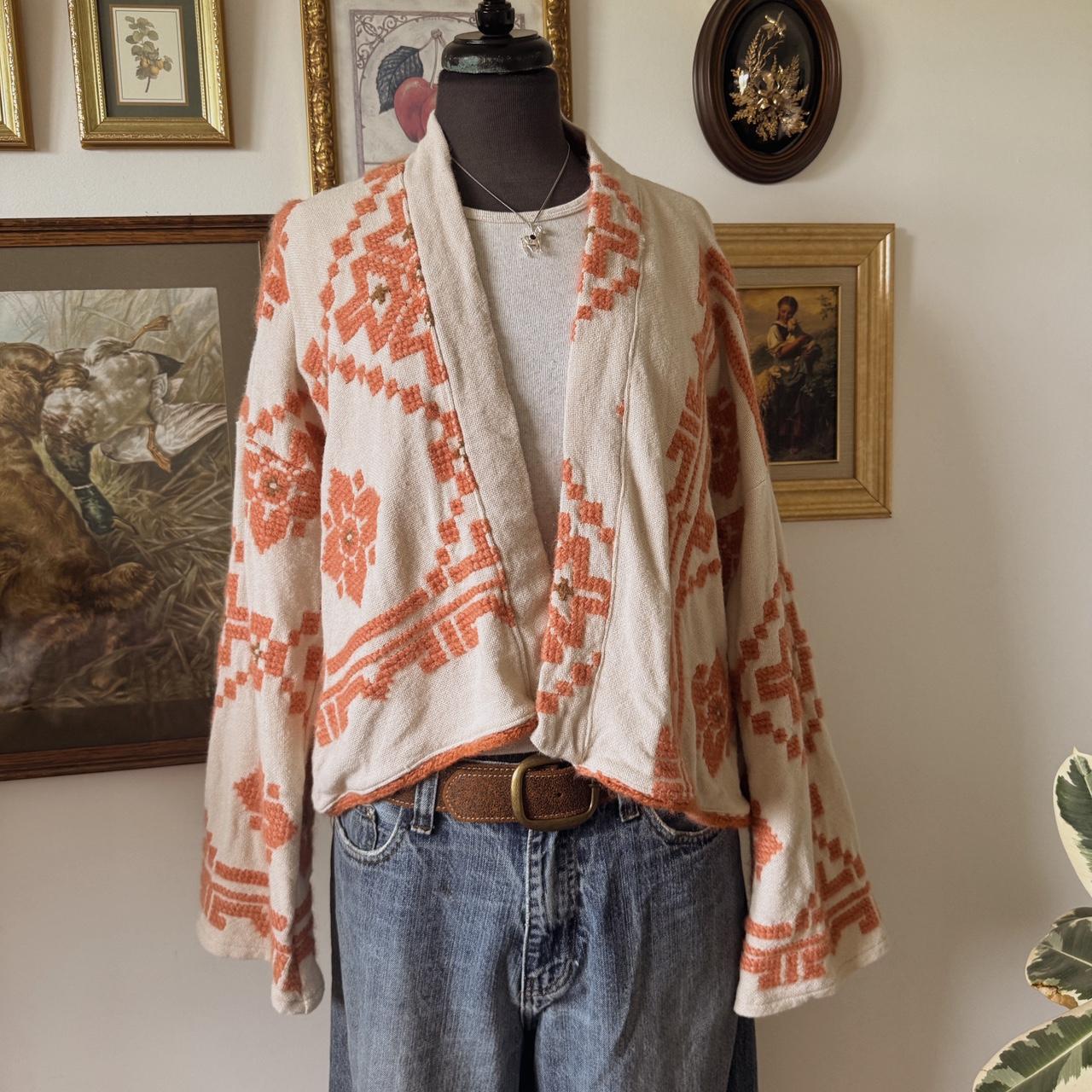 Boho western wool jacket (L)