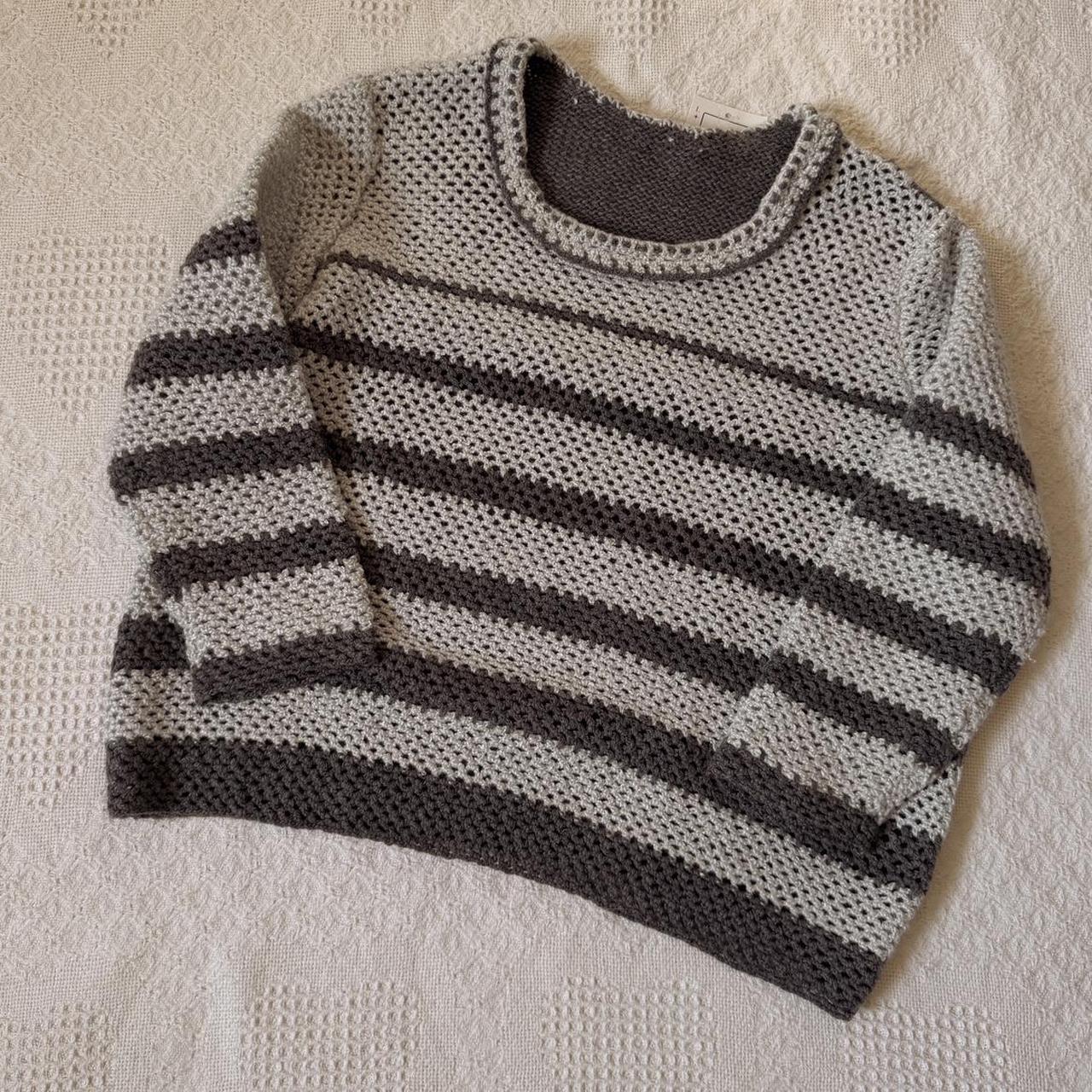 Grey striped knit sweater (S)
