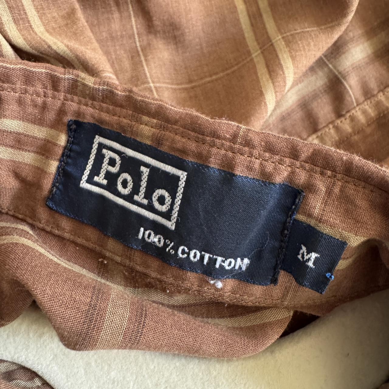 Earthy brown cotton plaid button up (M)