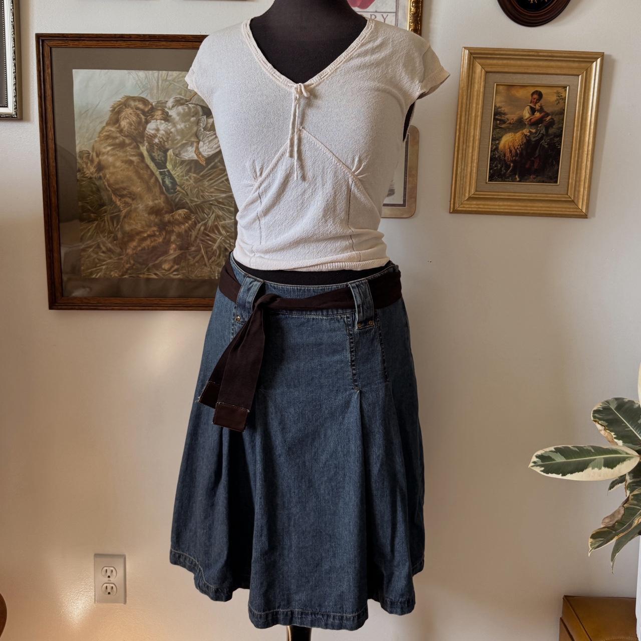 Pleated denim midi skirt (S)
