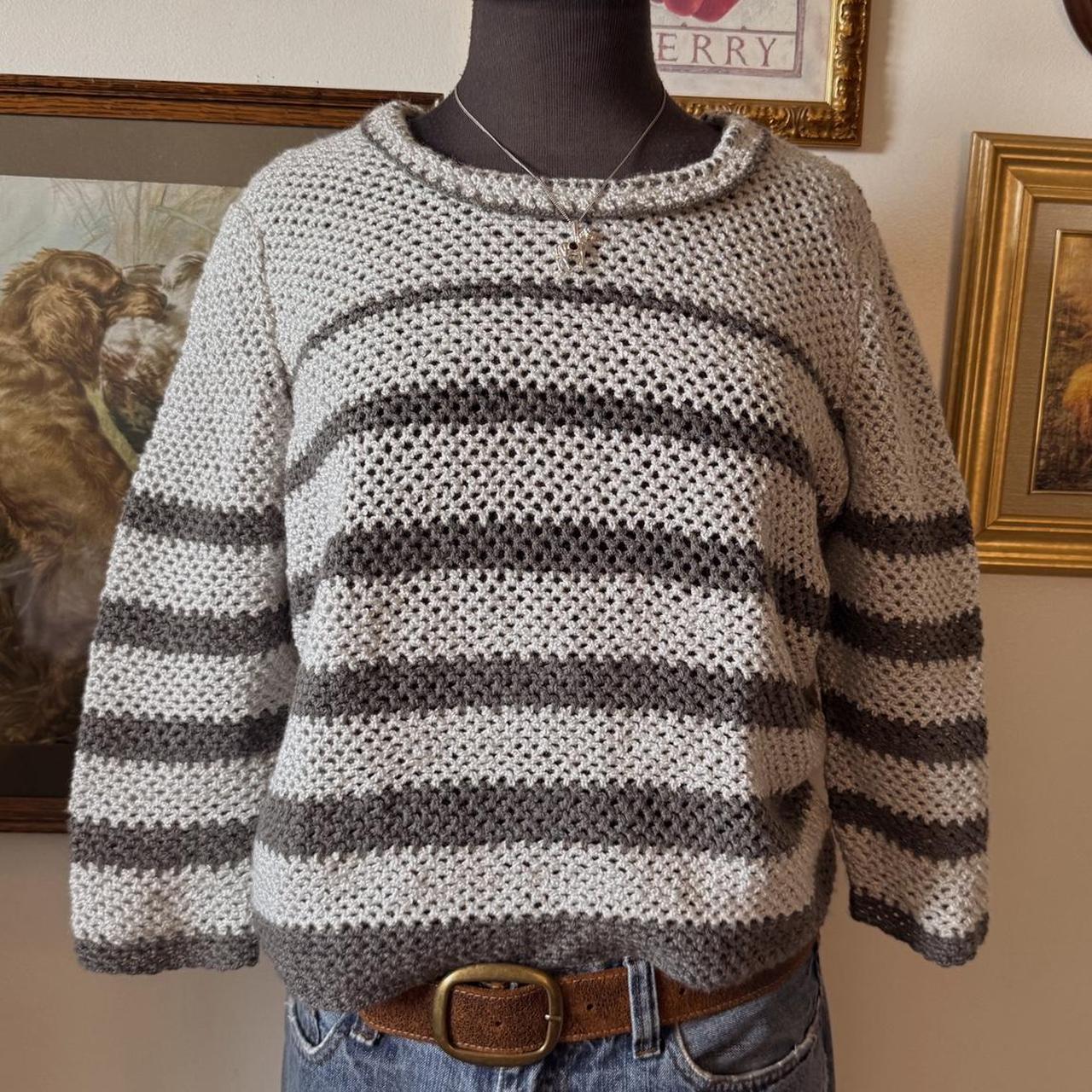 Grey striped knit sweater (S)