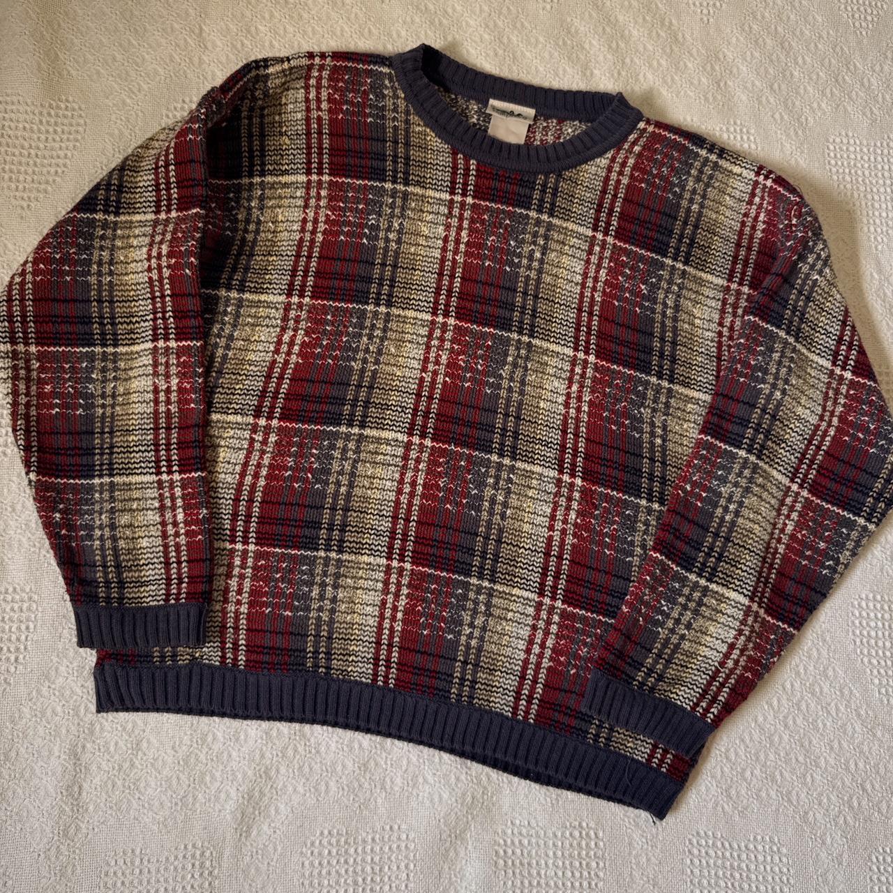 Vintage plaid knit slouchy sweater (L)