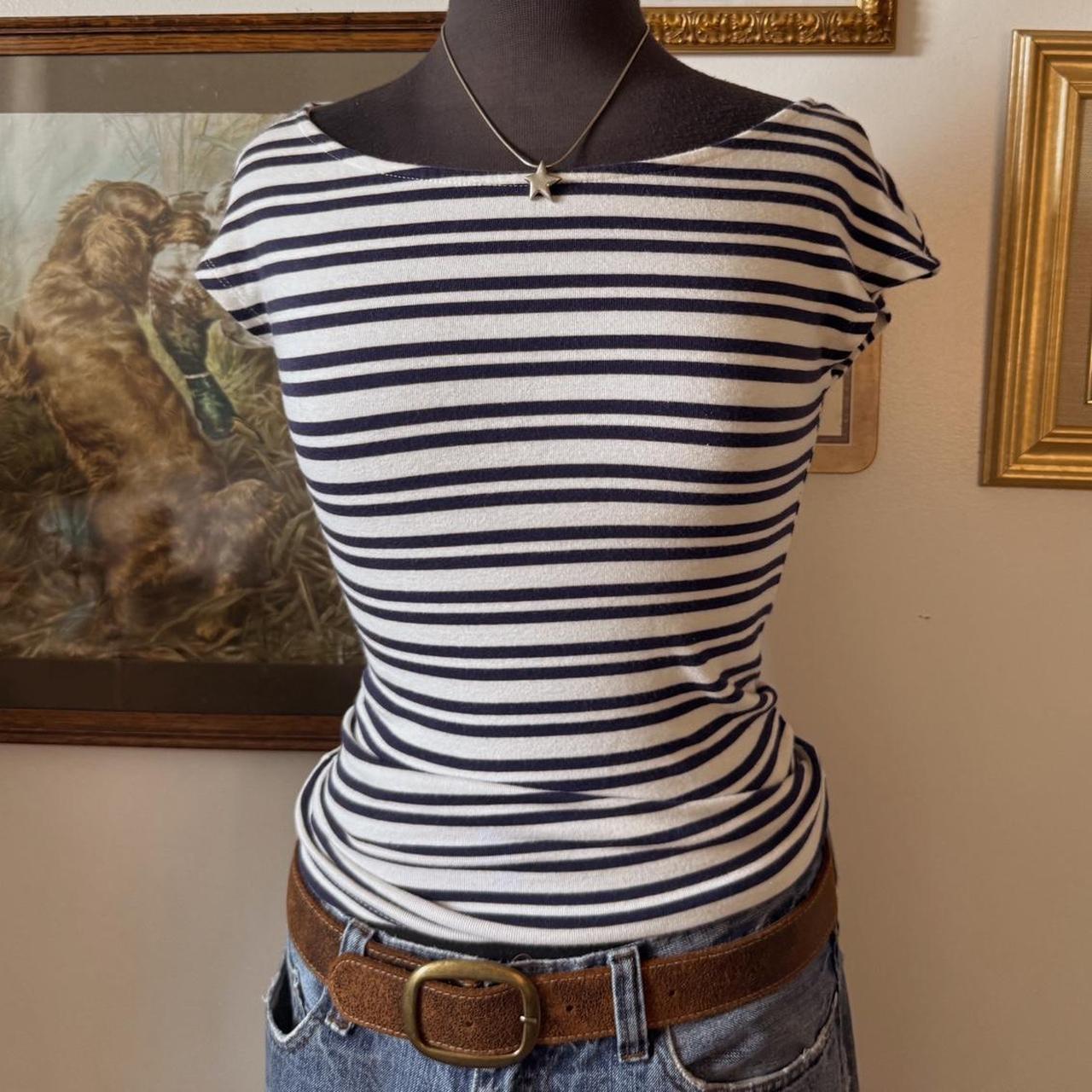 Striped boatneck fitted tee (XS)