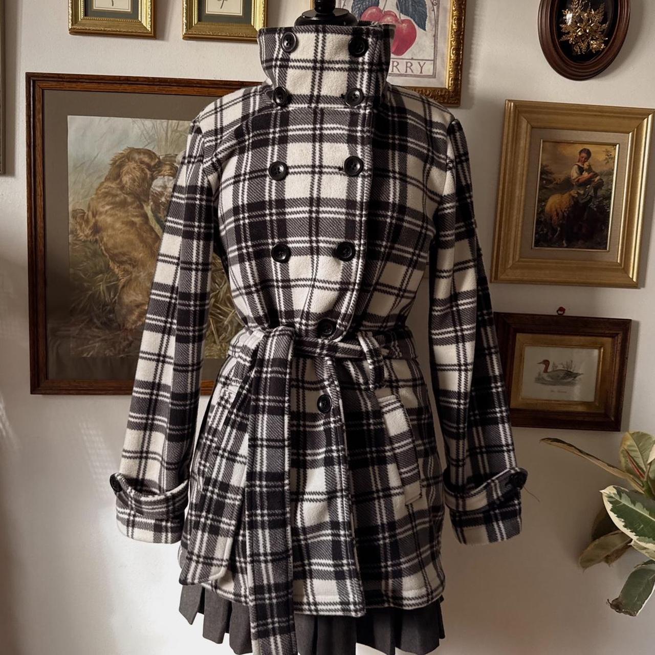Cozy fleece funnel neck trench coat (M)