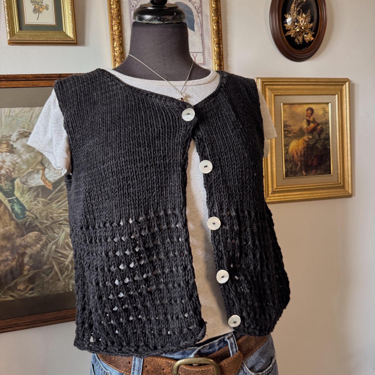 Black crochet knit vest (S)
