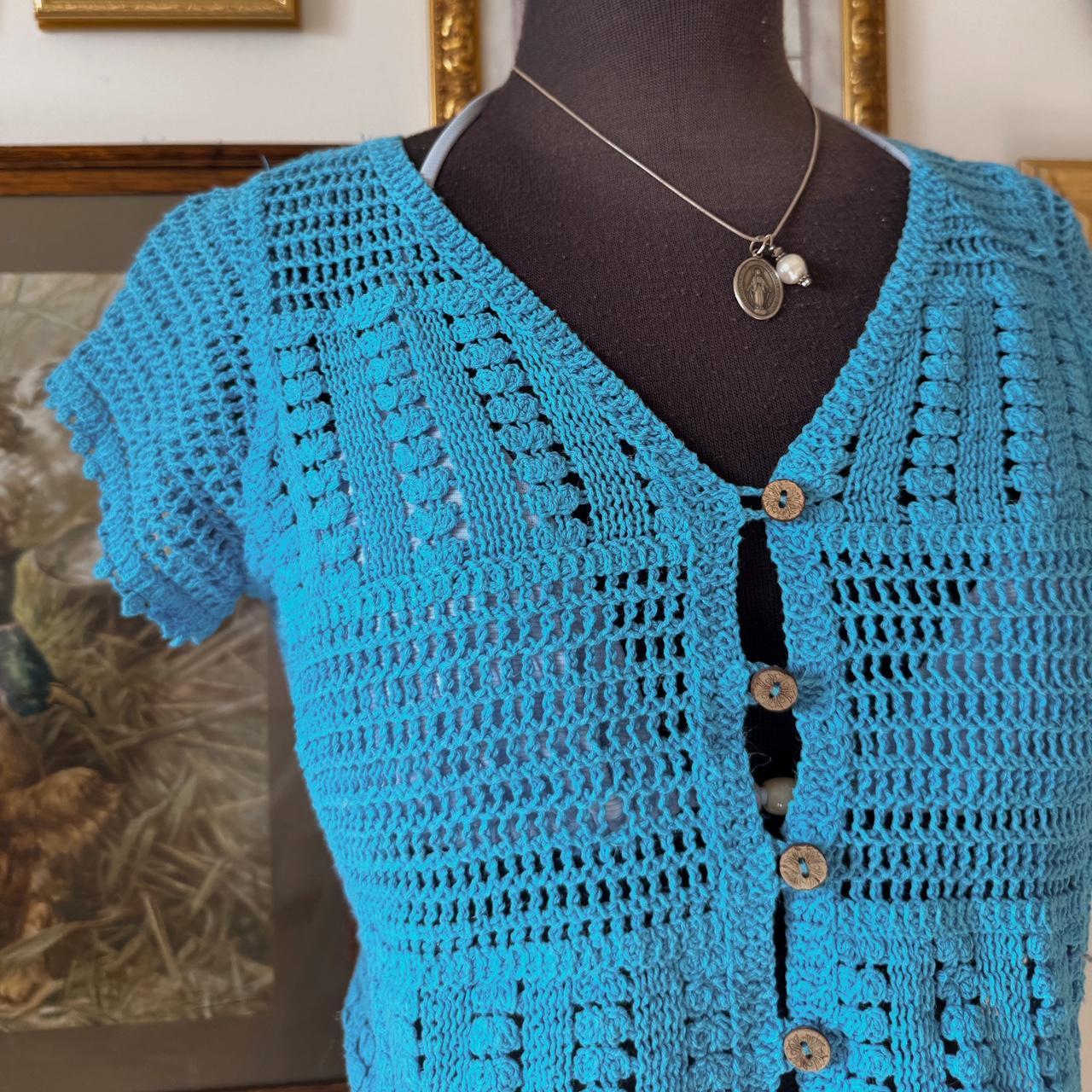 Ocean blue crochet top (M)