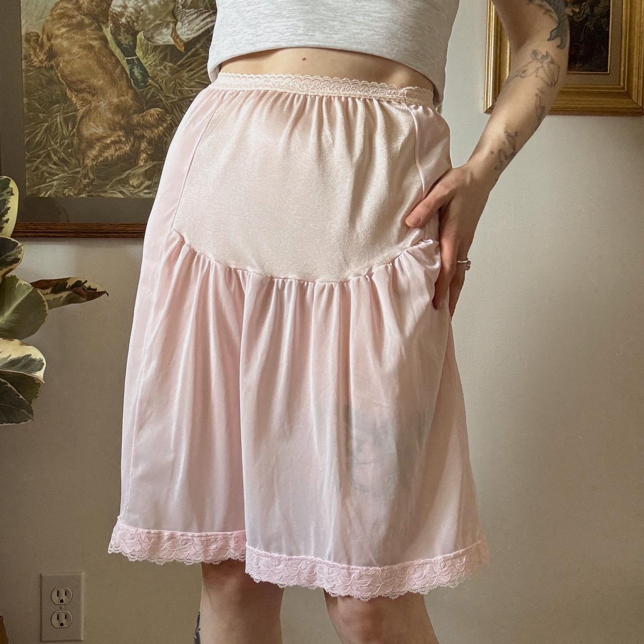 Pink lace slip skirt (S)