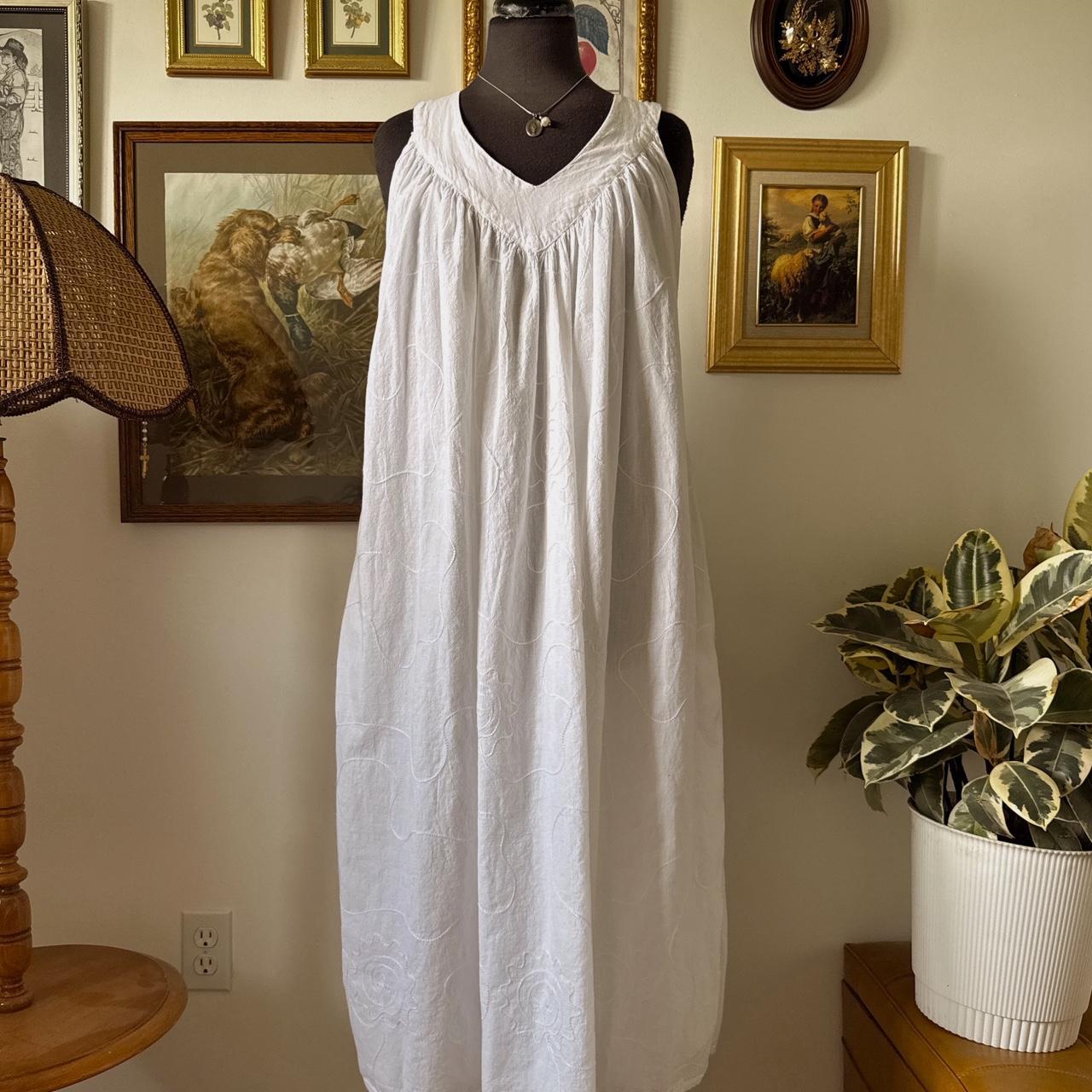 White cotton maxi dress (L)