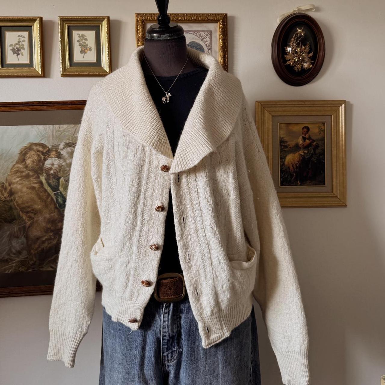 Vintage cream knit cardigan (L)