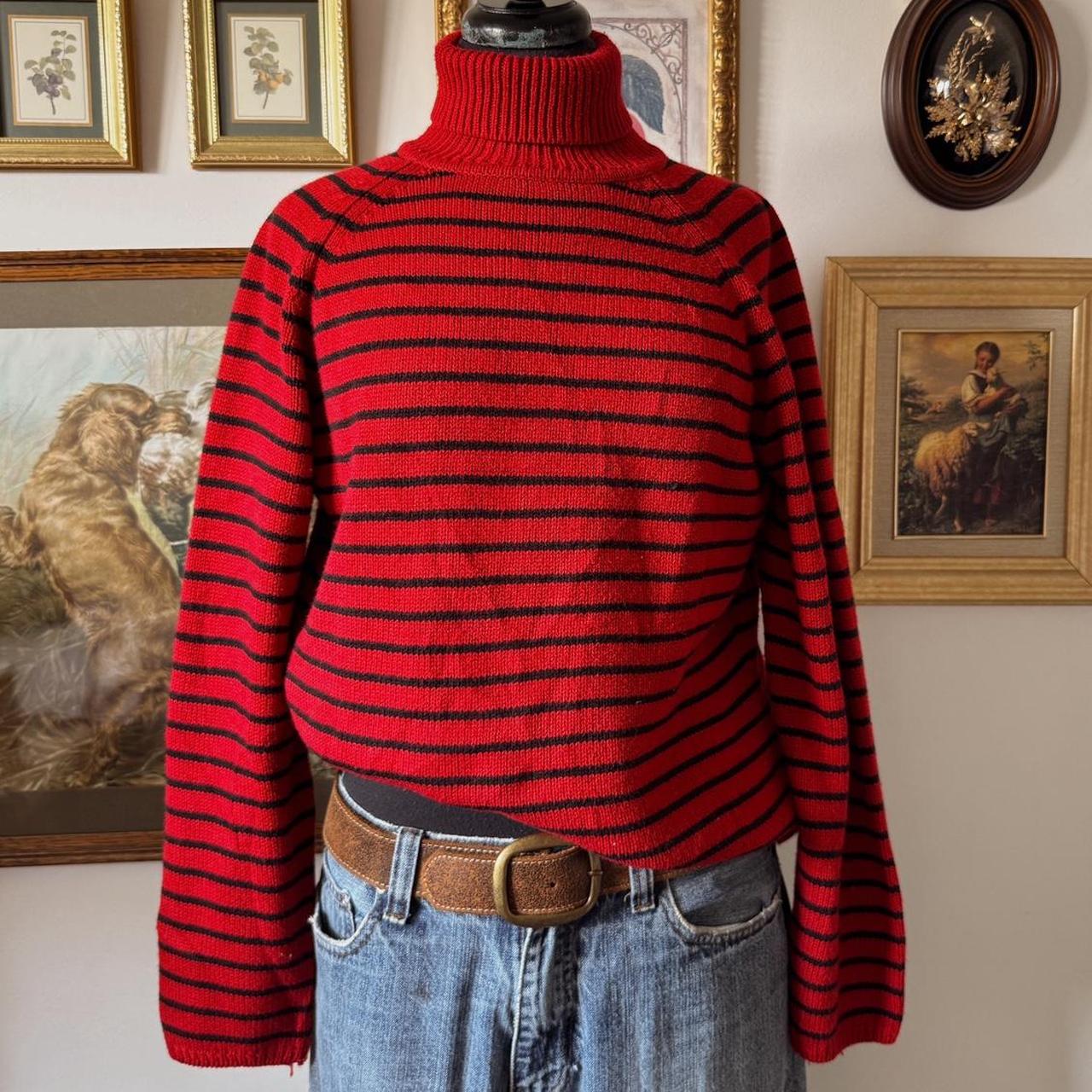 Red striped cozy knit sweater (S/M)