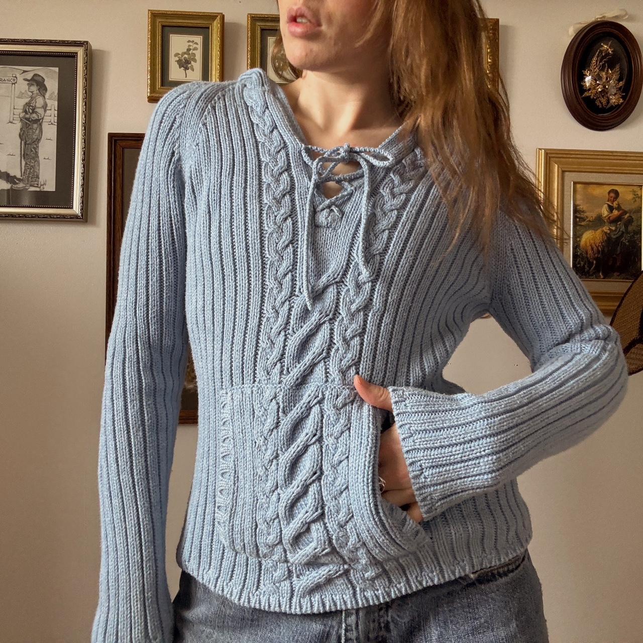 Y2K cable knit hoodie (M)