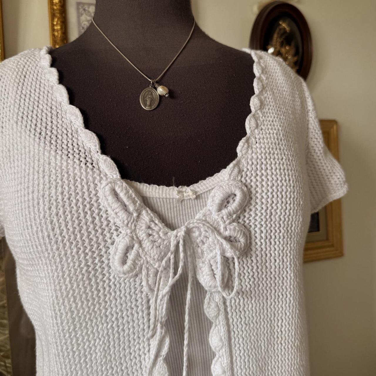 Y2K white knit cardigan (S)