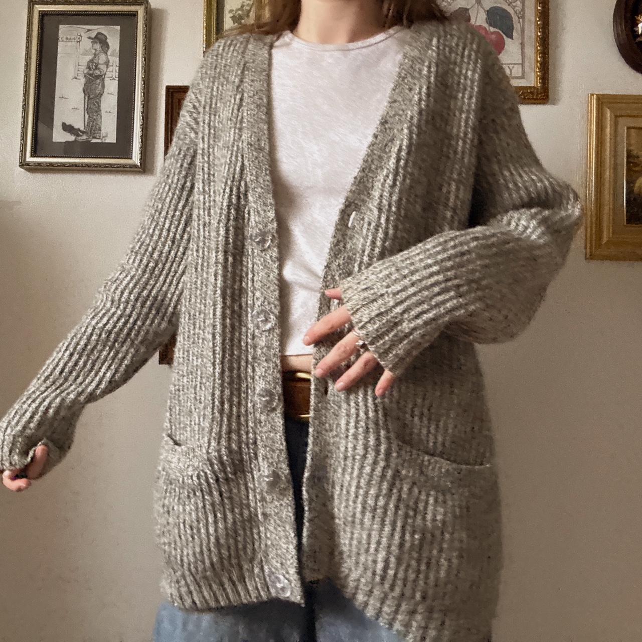 Chunky knit grey slouch cardigan (XL)