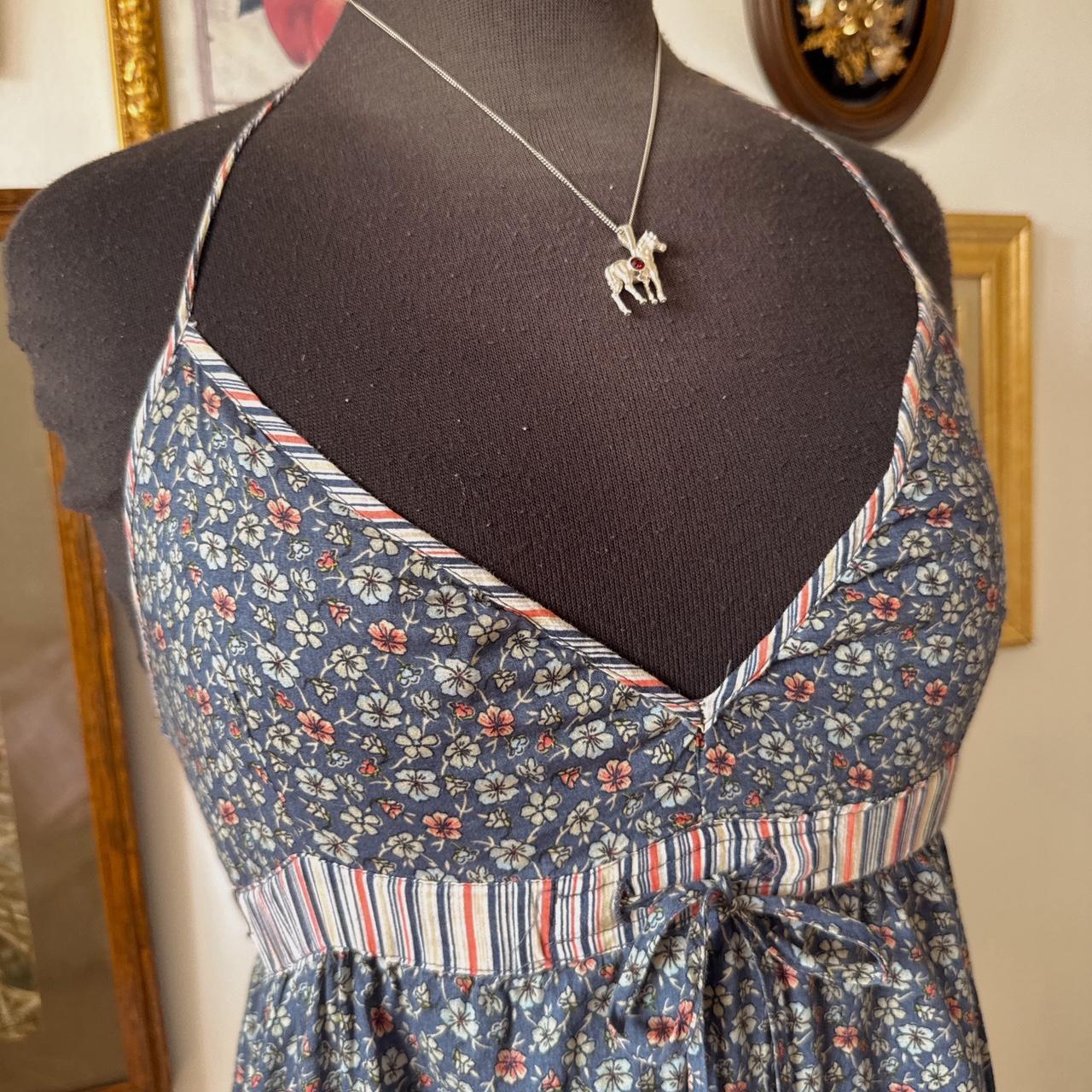 Navy floral y2k halter mini dress (S)