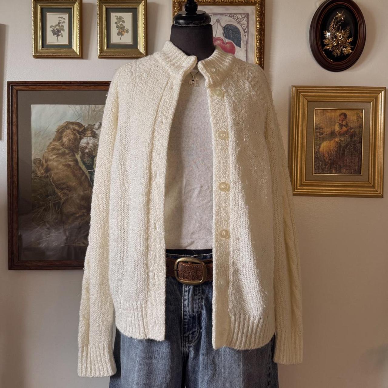 Cream knit slouchy cardigan (S)