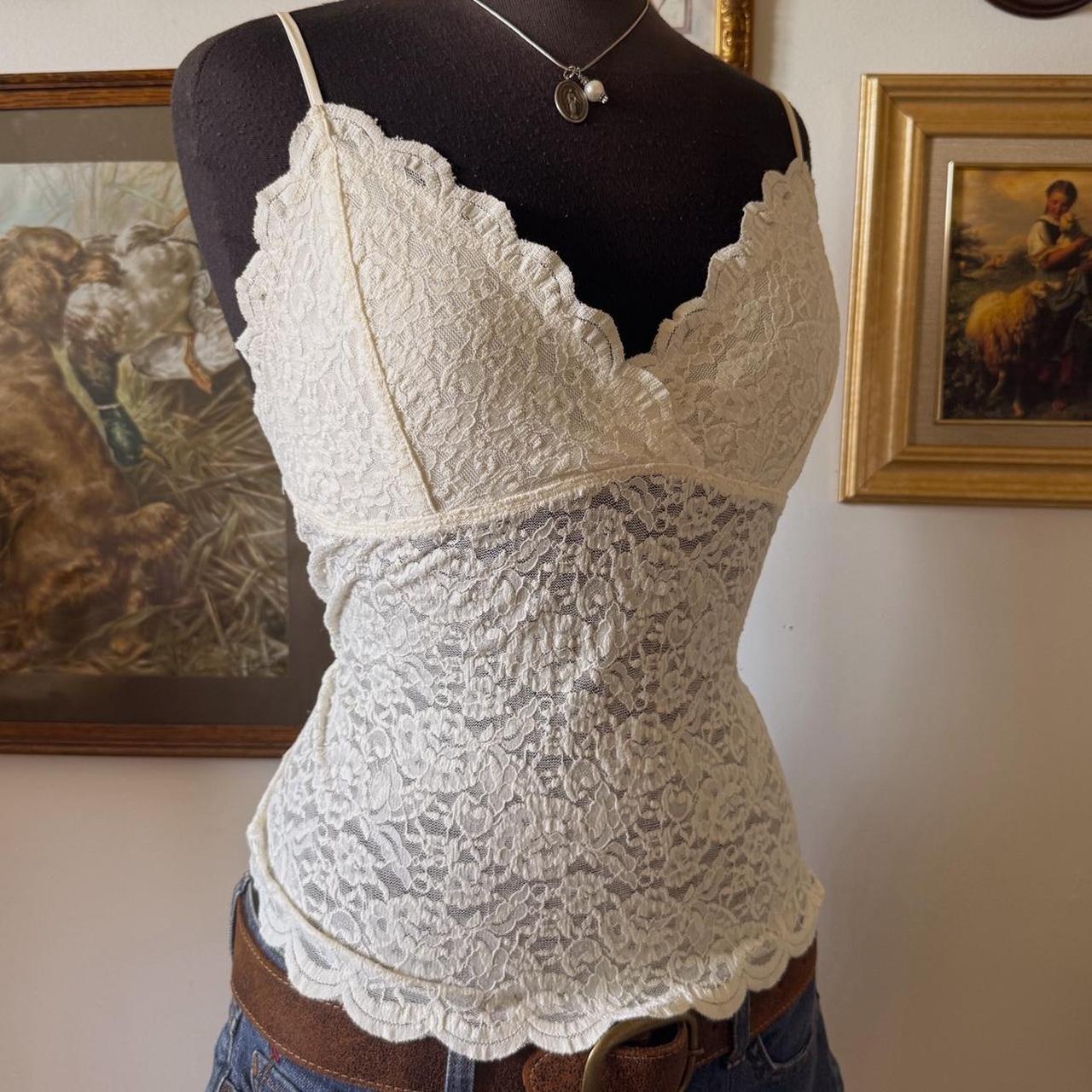Cream lace cami top (L)