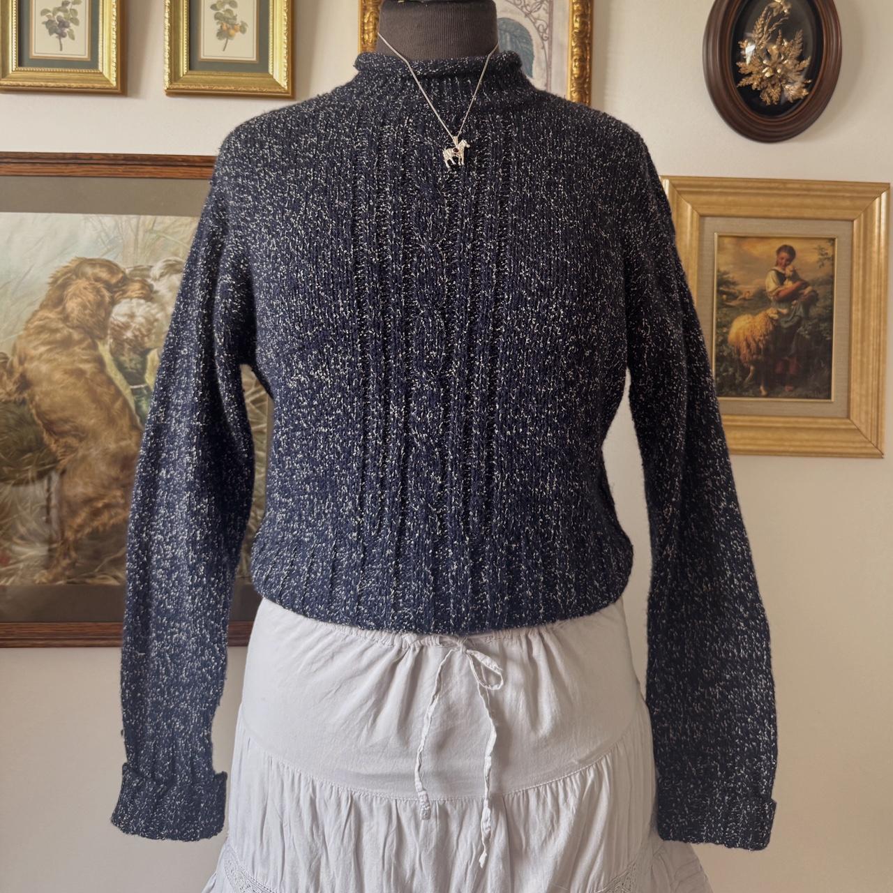 Navy roll neck knitted sweater (S)