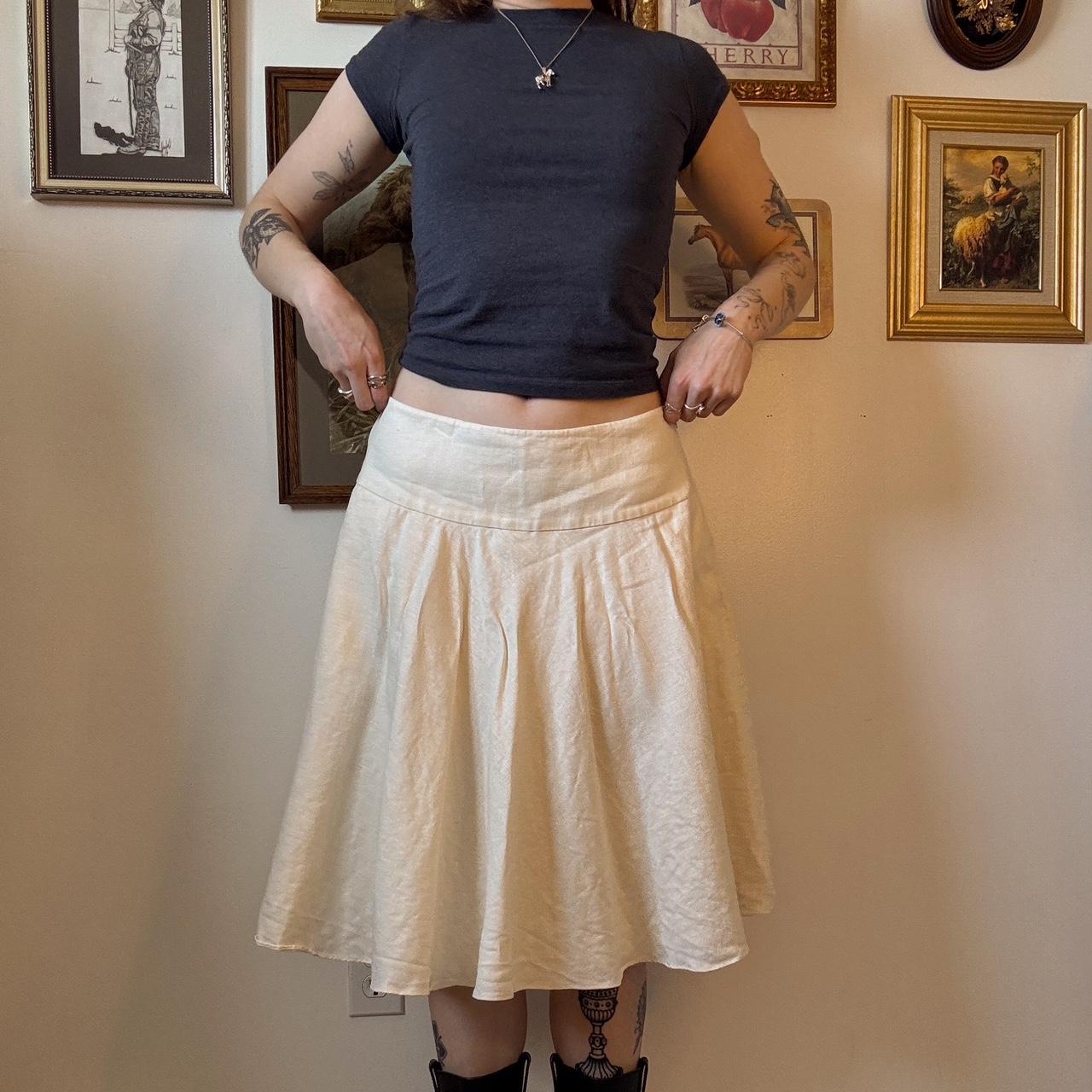 Cream linen midi skirt (S-L)