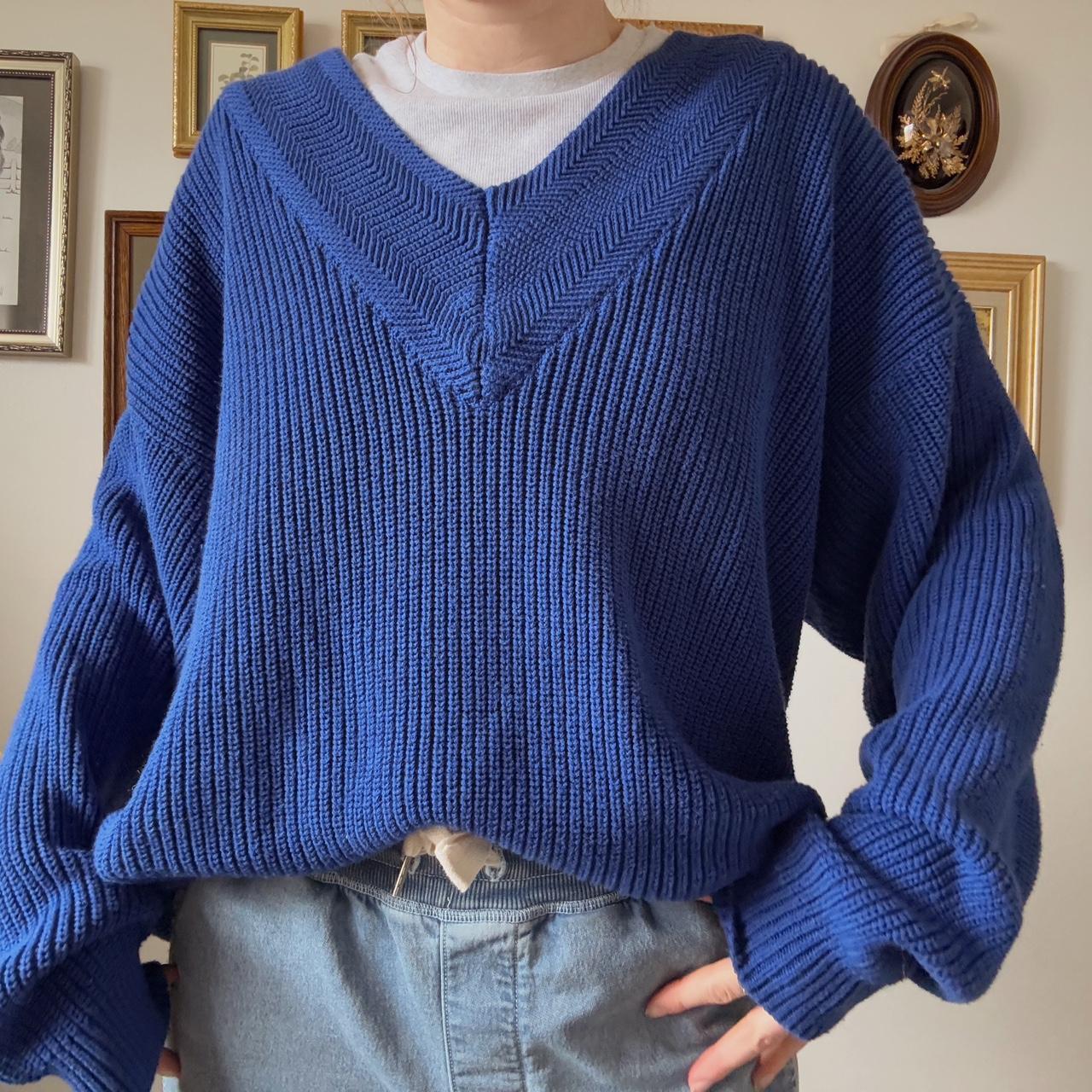 Sapphire blue vintage knit sweater (XL)