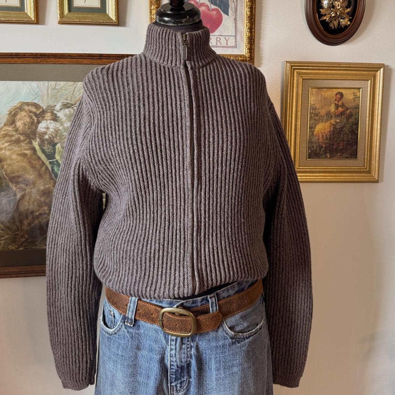Grey cotton knit zip up (S)