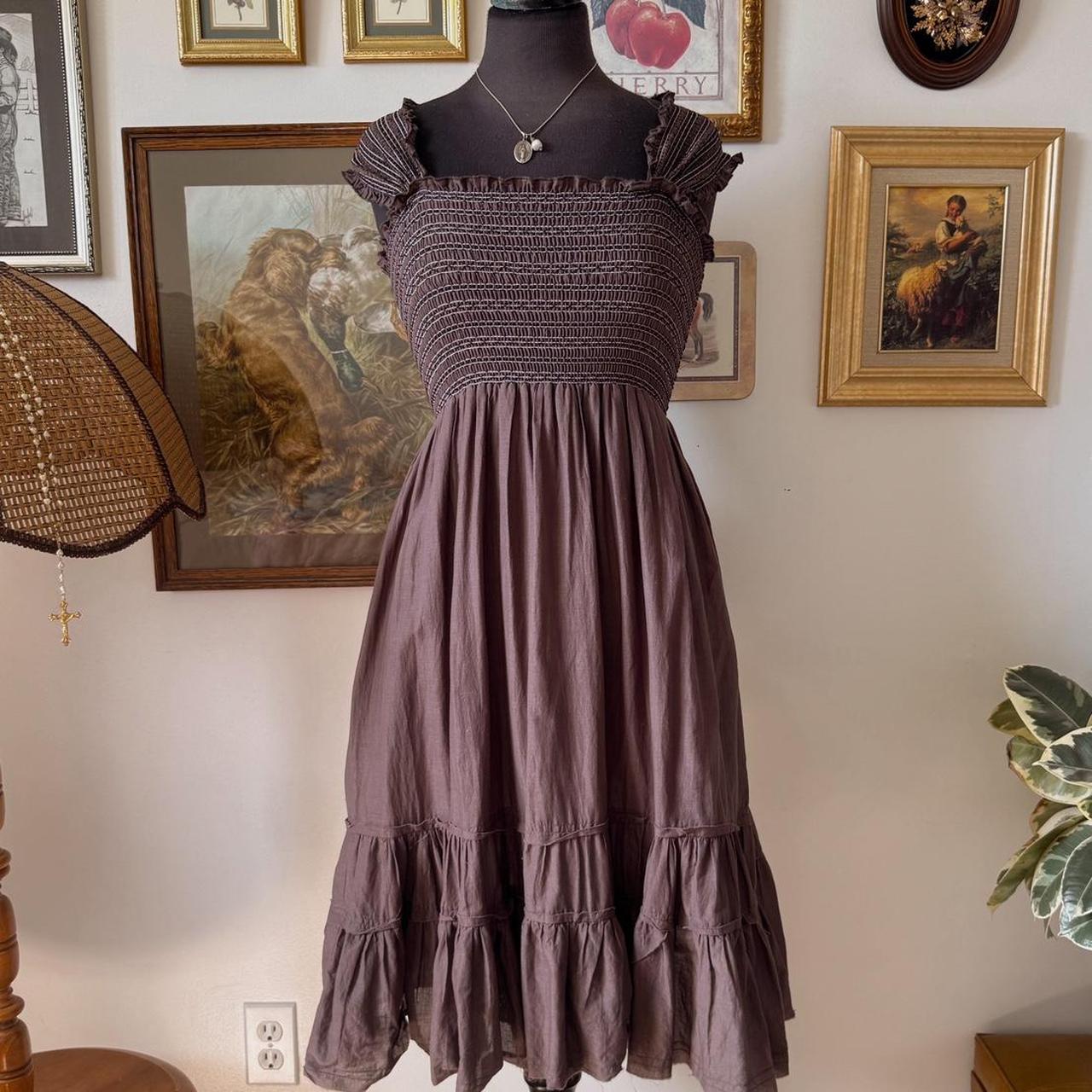 Earthy ruffle boho dress (S)