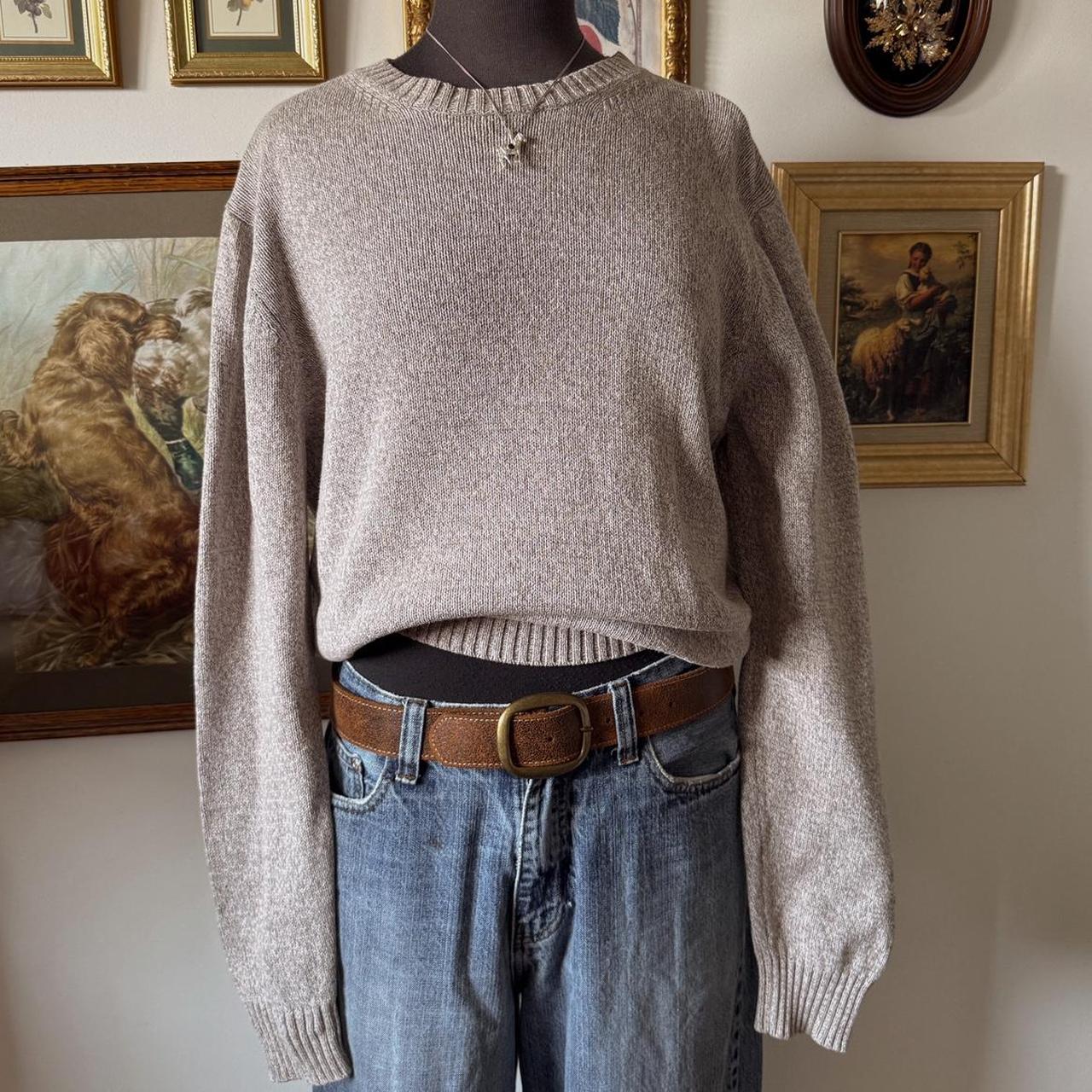 Soft cotton oatmeal knit sweater (L)