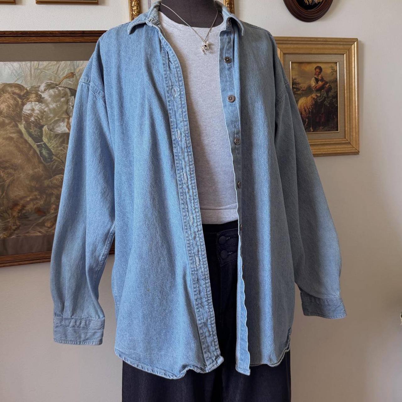 Oversized blue denim button up (L)