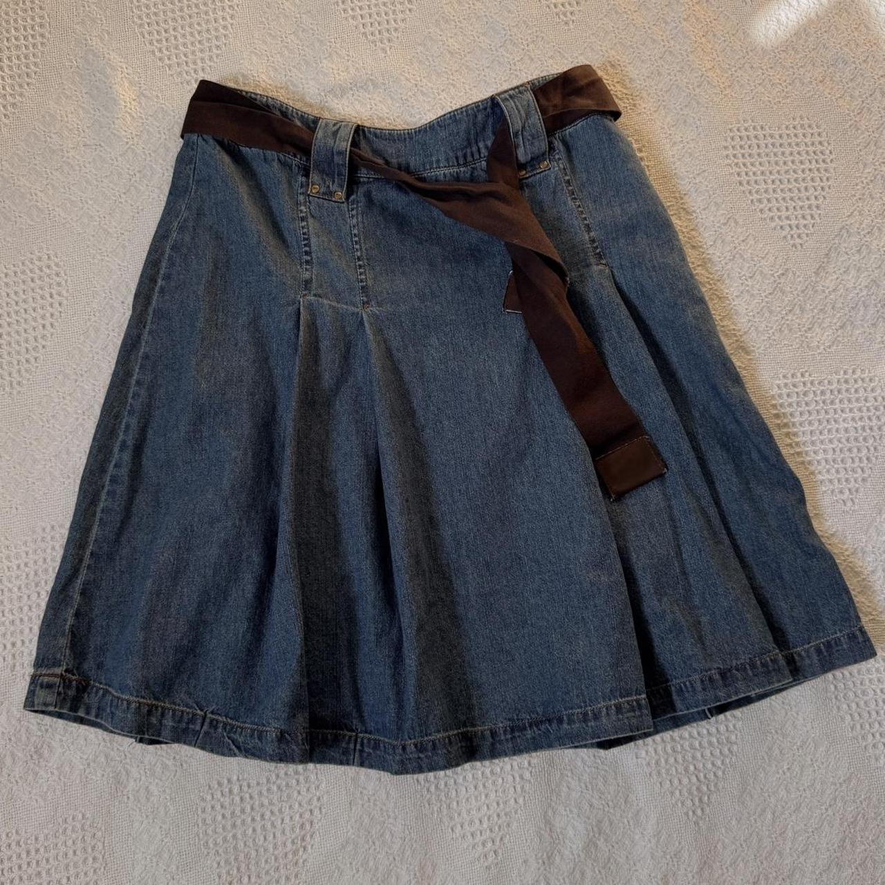 Pleated denim midi skirt (S)