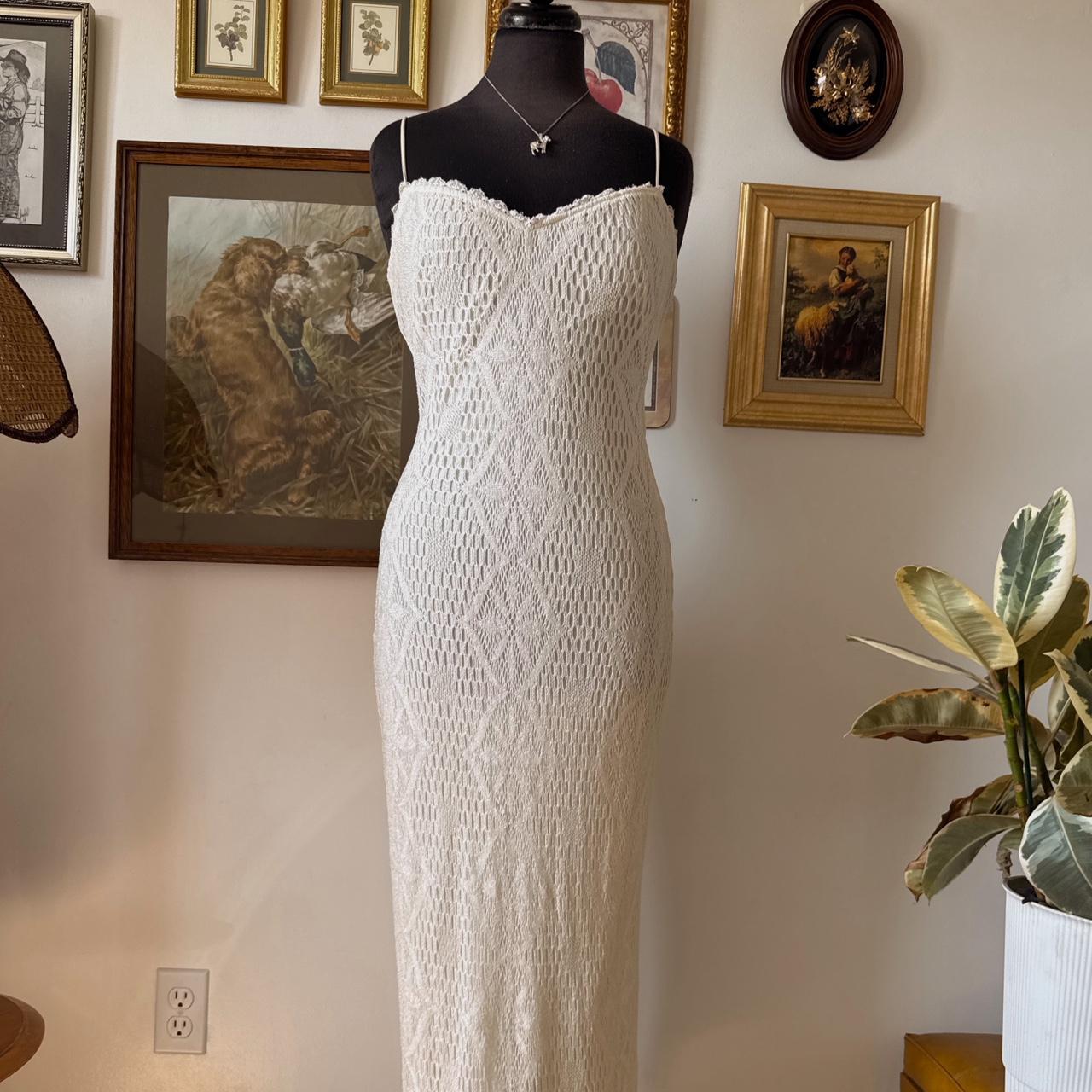 Dreamy cream crochet flora maxi dress (S)
