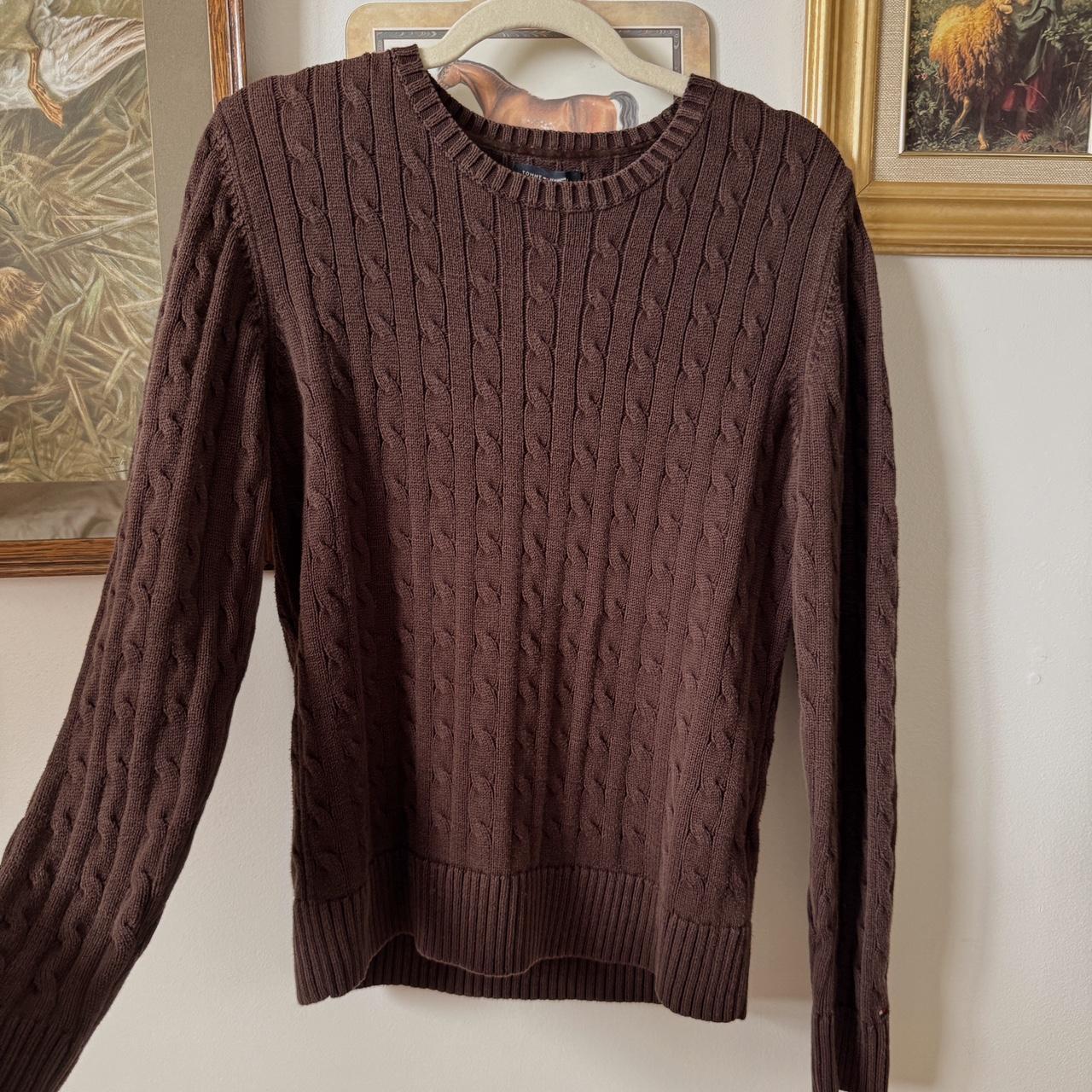 Brown cotton cable knit sweater (M)