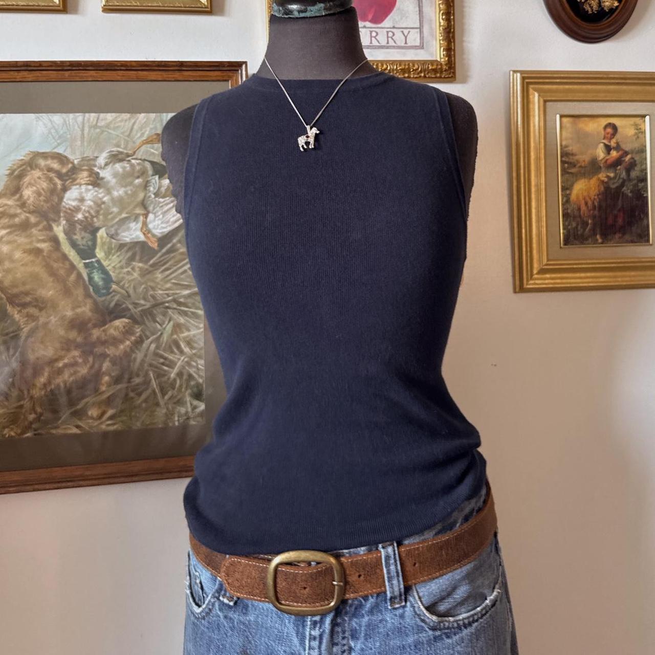 Navy knit tank top (M)