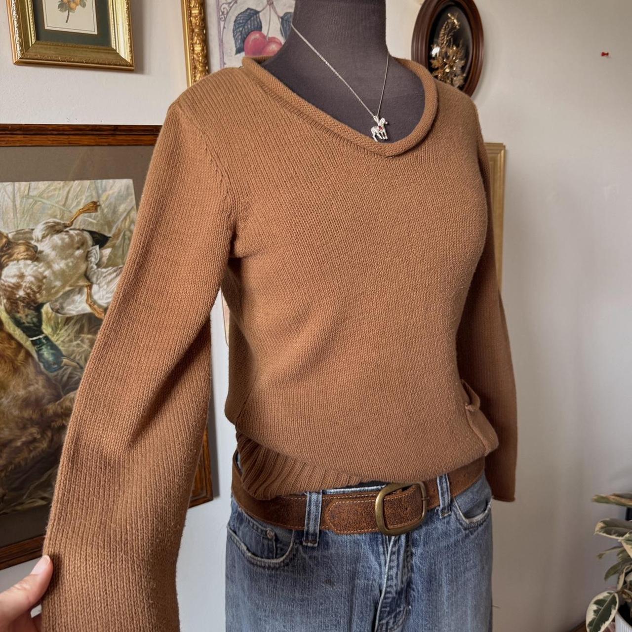 Caramel brown soft knit sweater (S)