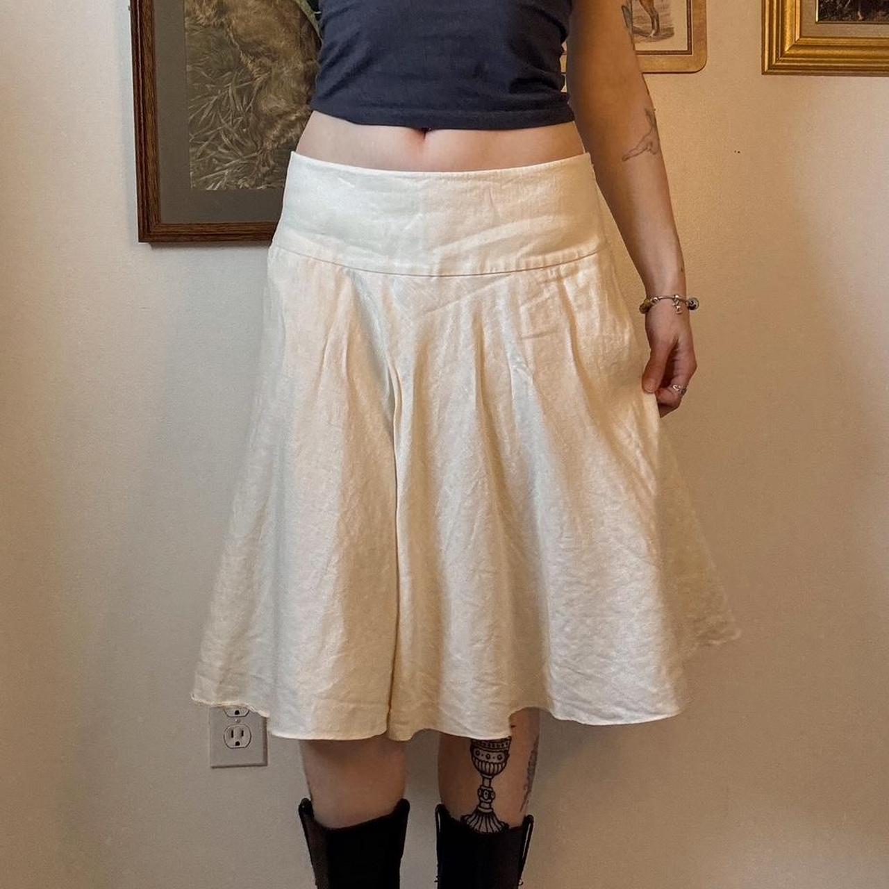 Cream linen midi skirt (S-L)