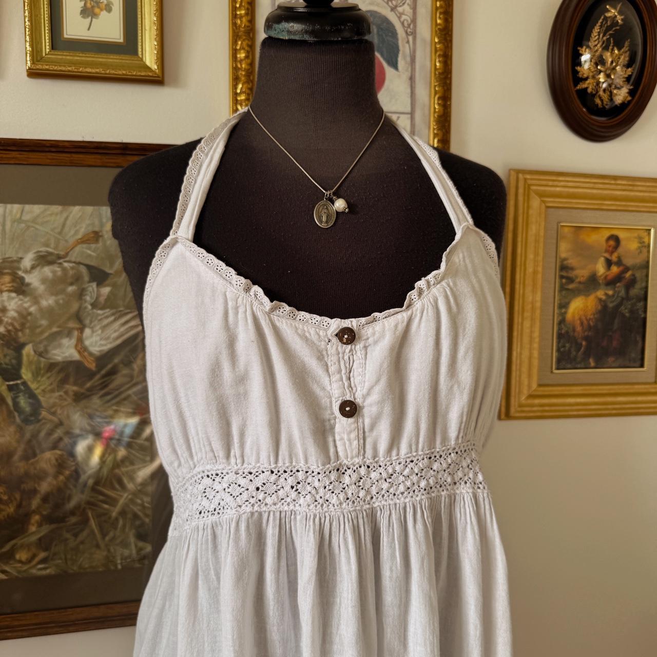 White ruffle halter dress (L)