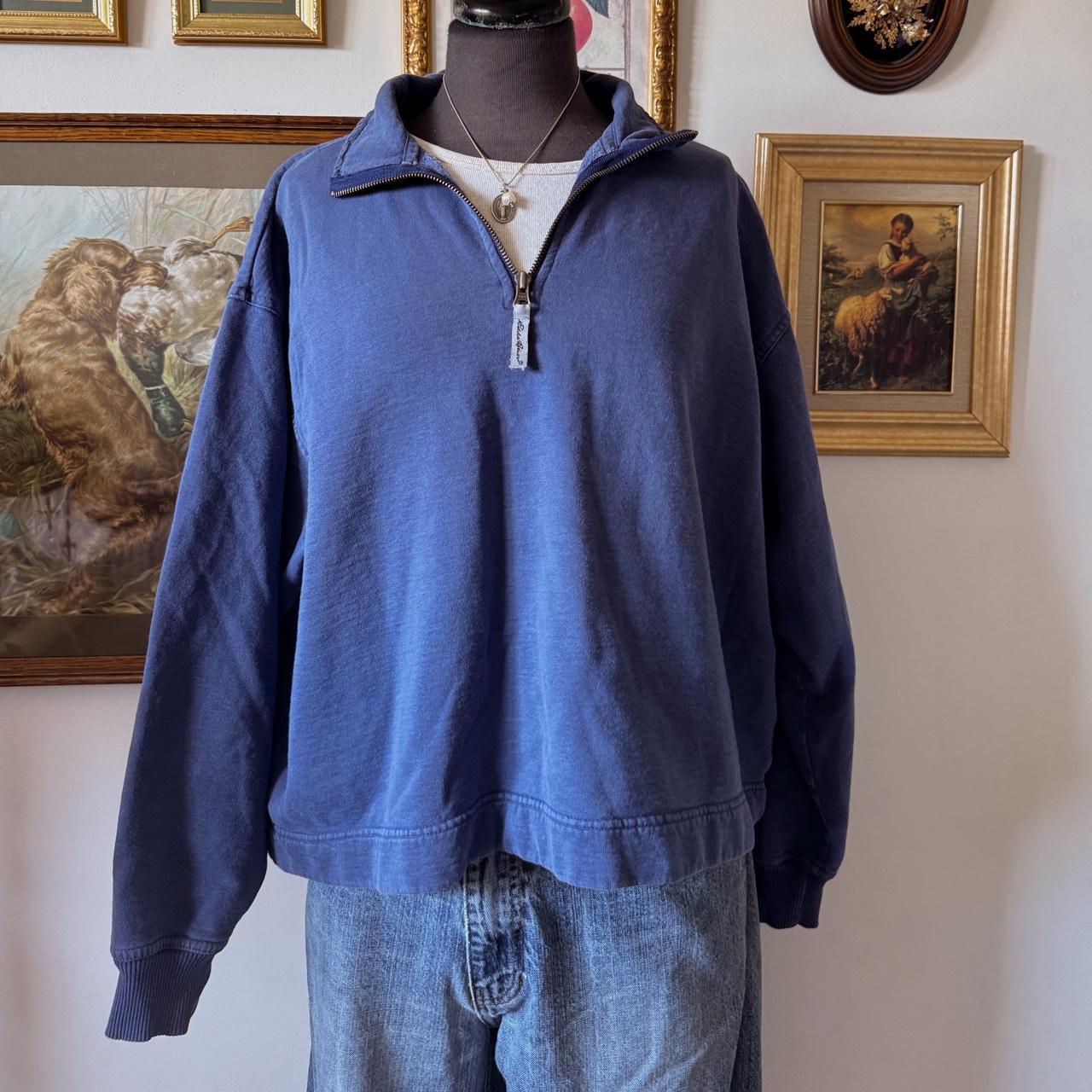 Navy blue slouchy quarter zip sweater (L)