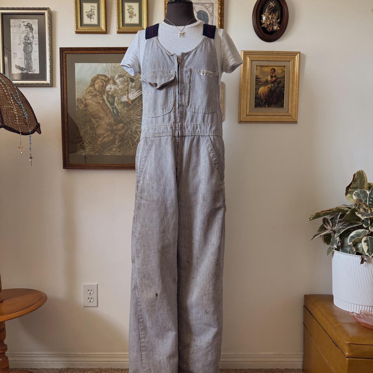 70s hickory striped overalls (M)