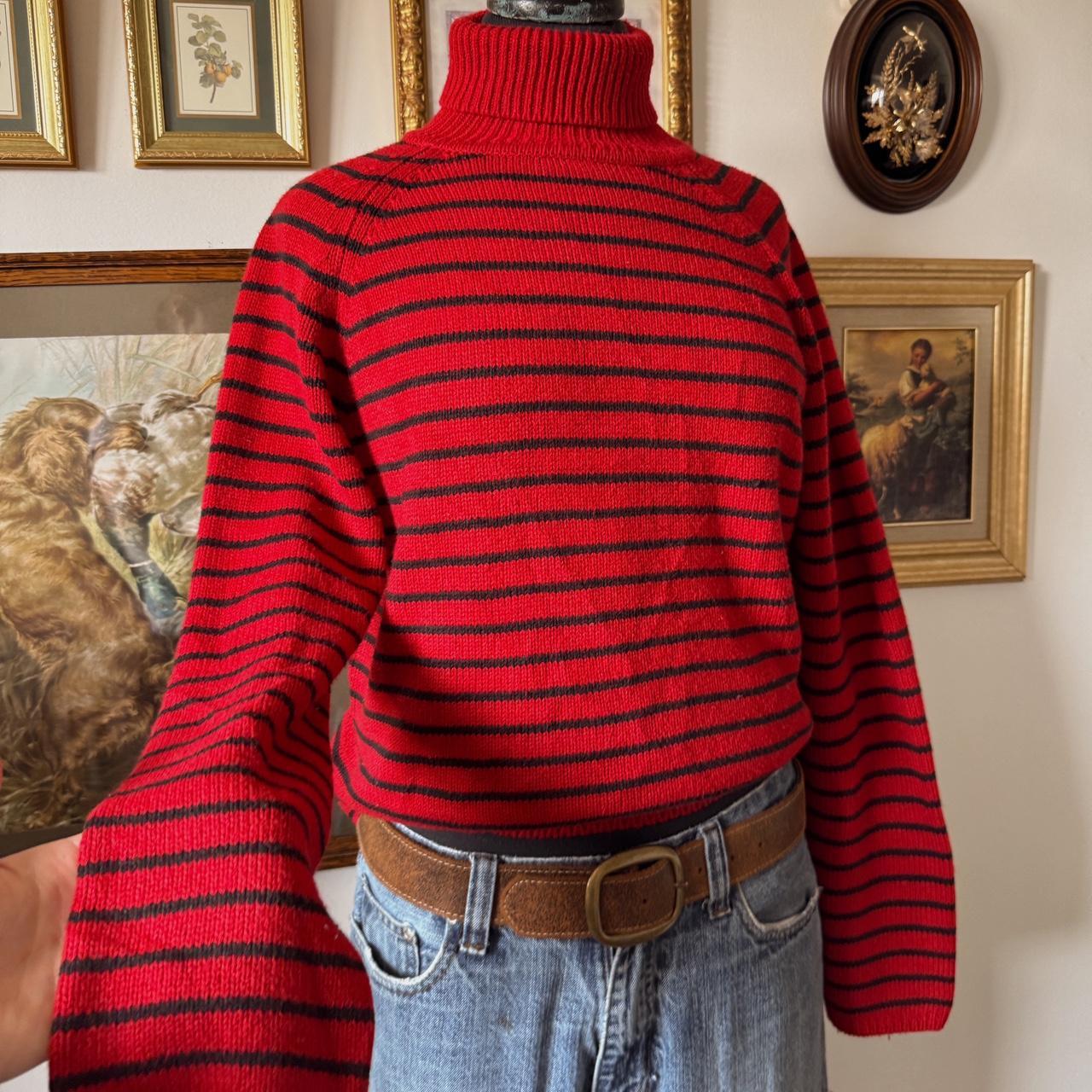 Red striped cozy knit sweater (S/M)