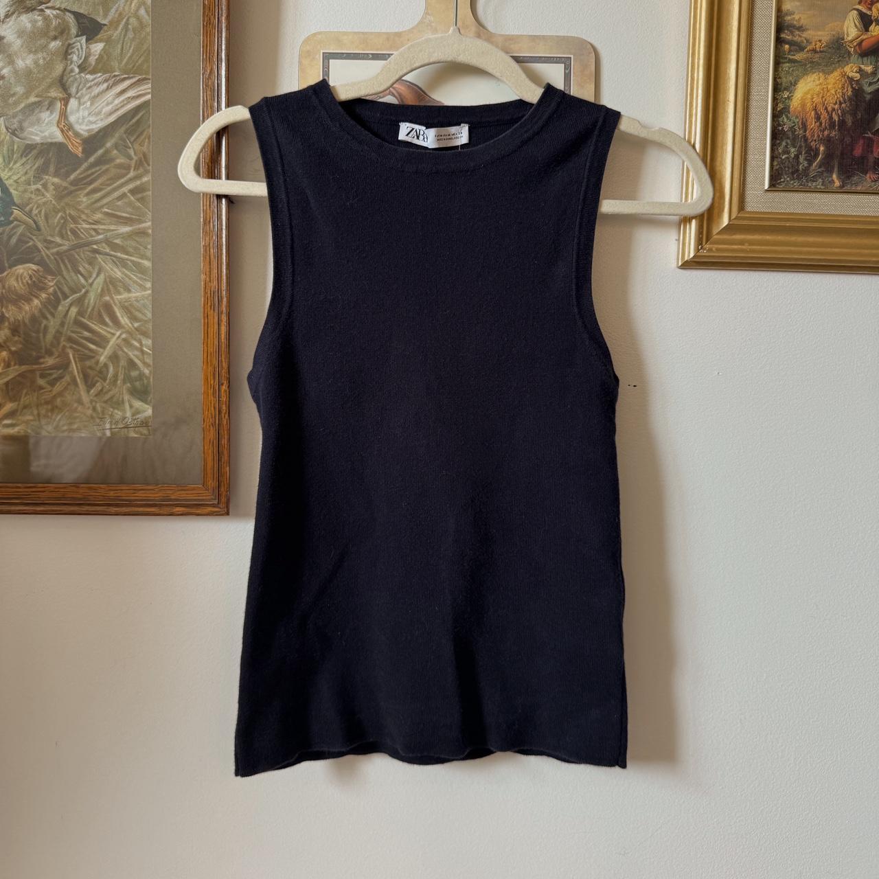 Navy knit tank top (M)