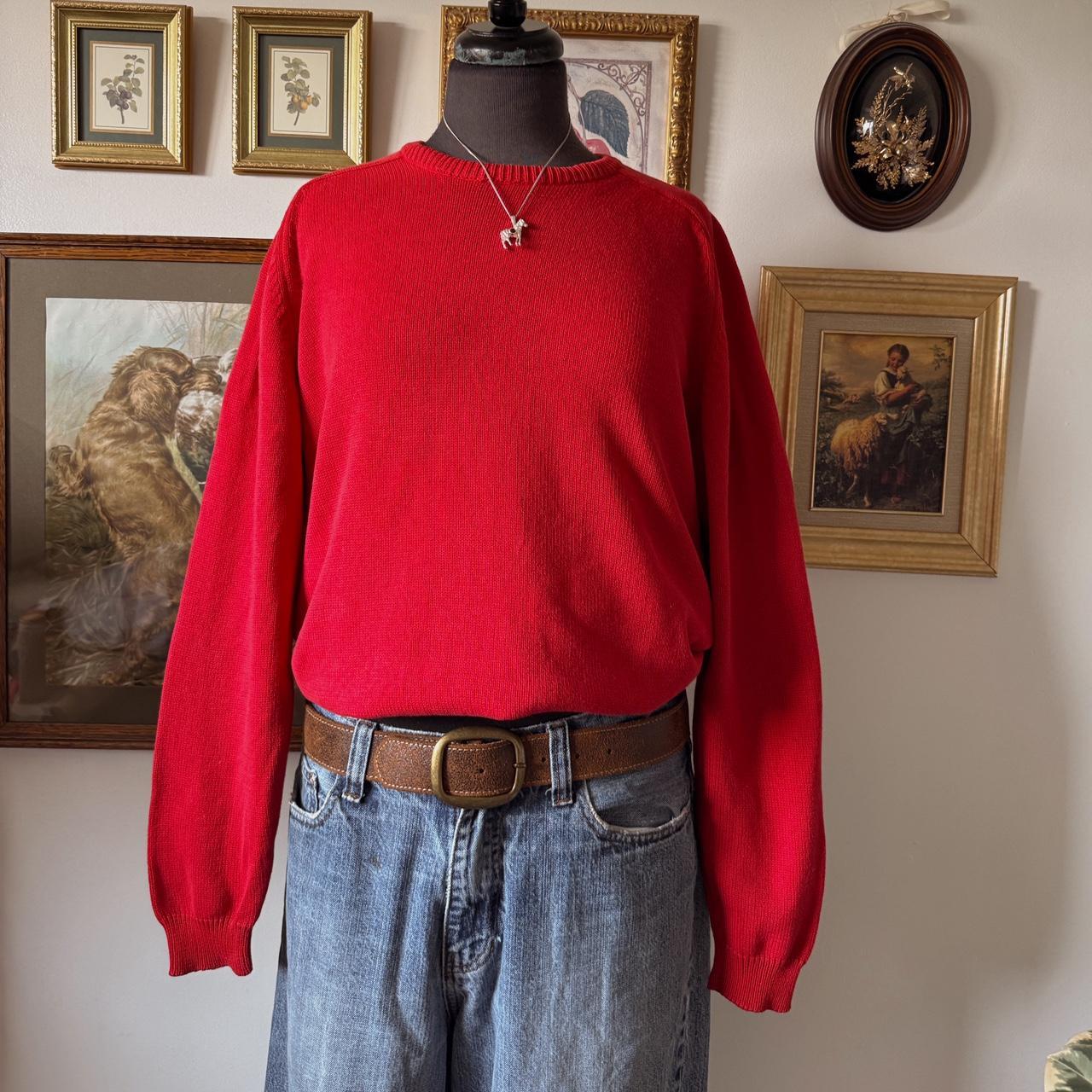 Cherry red cotton knit sweater (L)