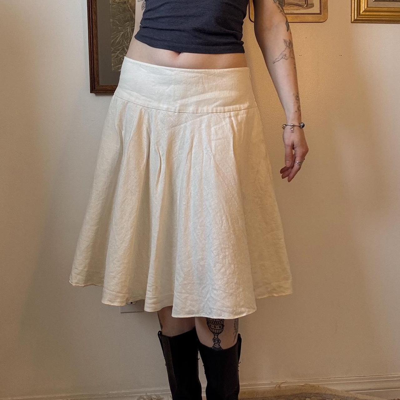 Cream linen midi skirt (S-L)