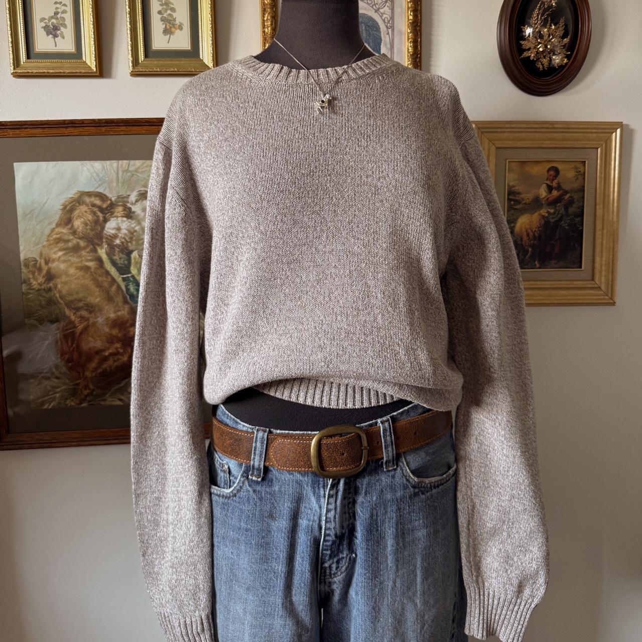 Soft cotton oatmeal knit sweater (L)