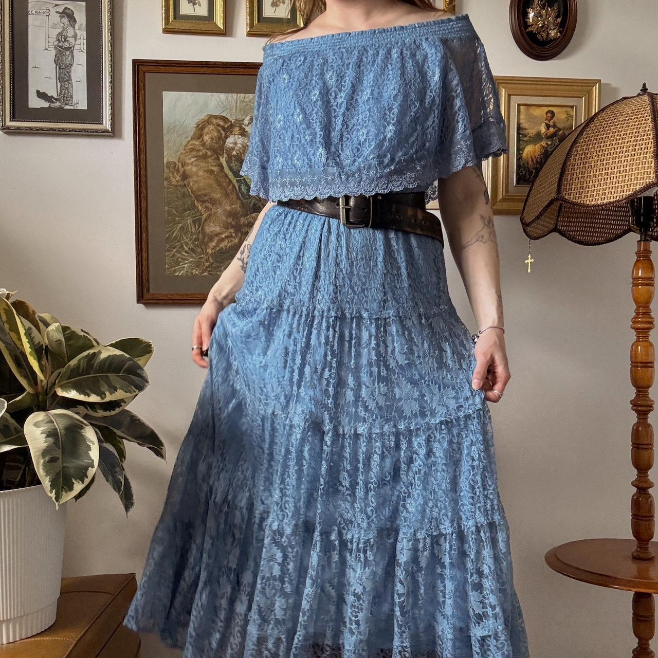 Blue lace maxi dress (L)