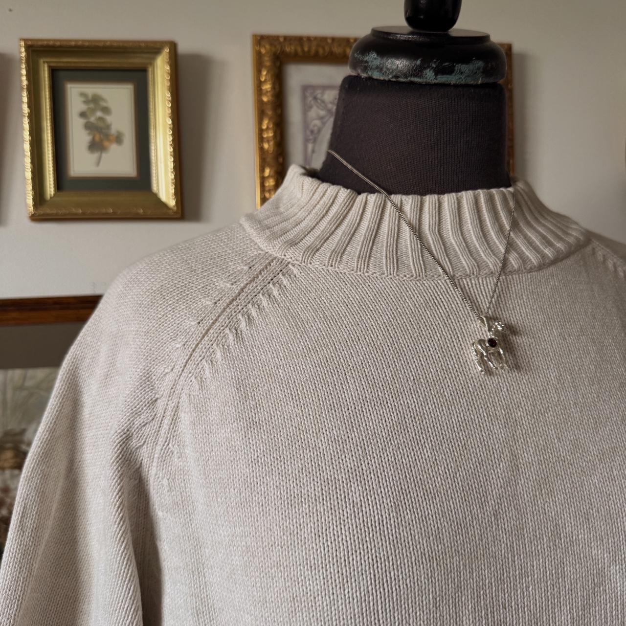 Cream cotton knit mock neck sweater (L)